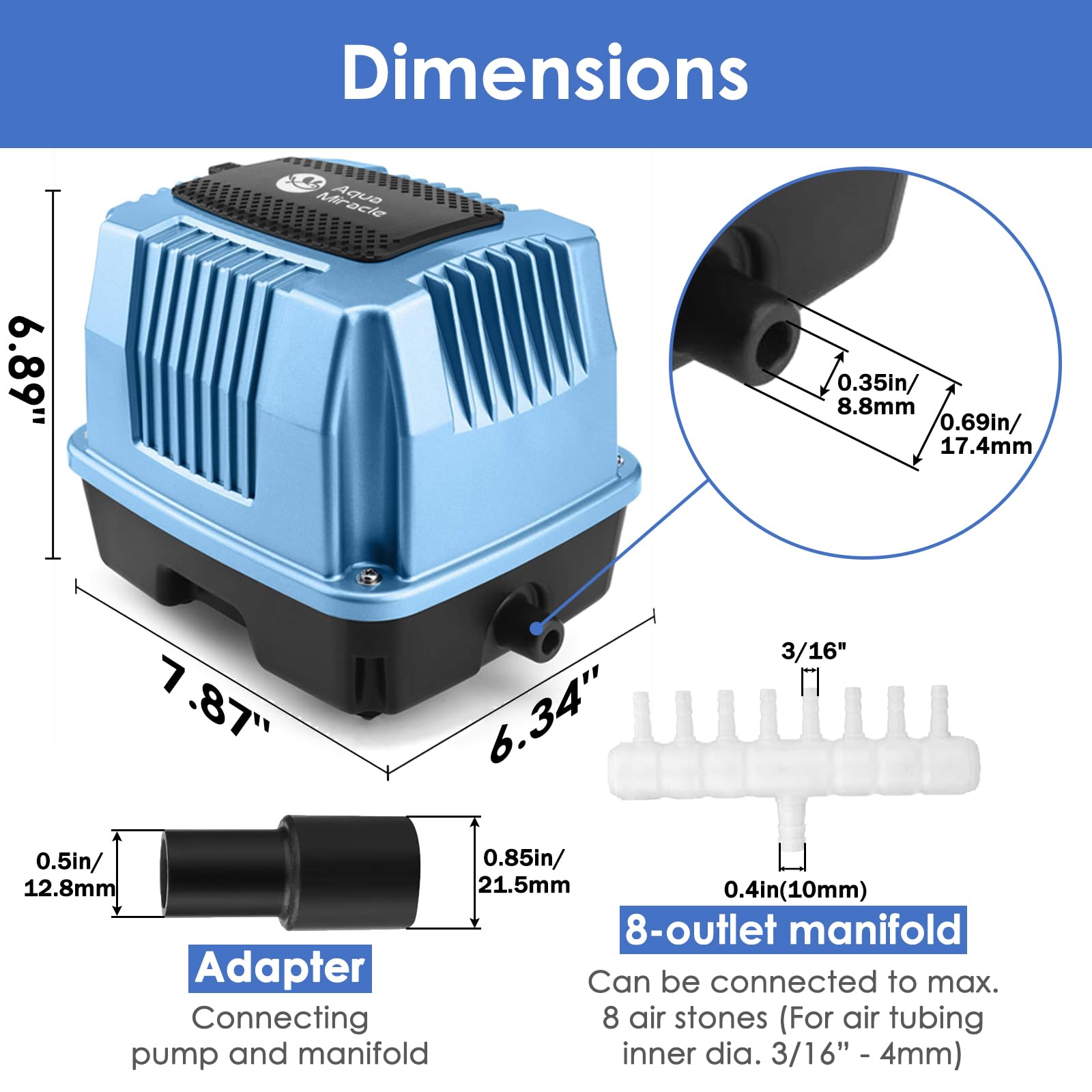 AquaMiracle Super Powerful Linear Air Pump AP-60 Pond Aerator, 95 - AquaMiracle Official Product View 2