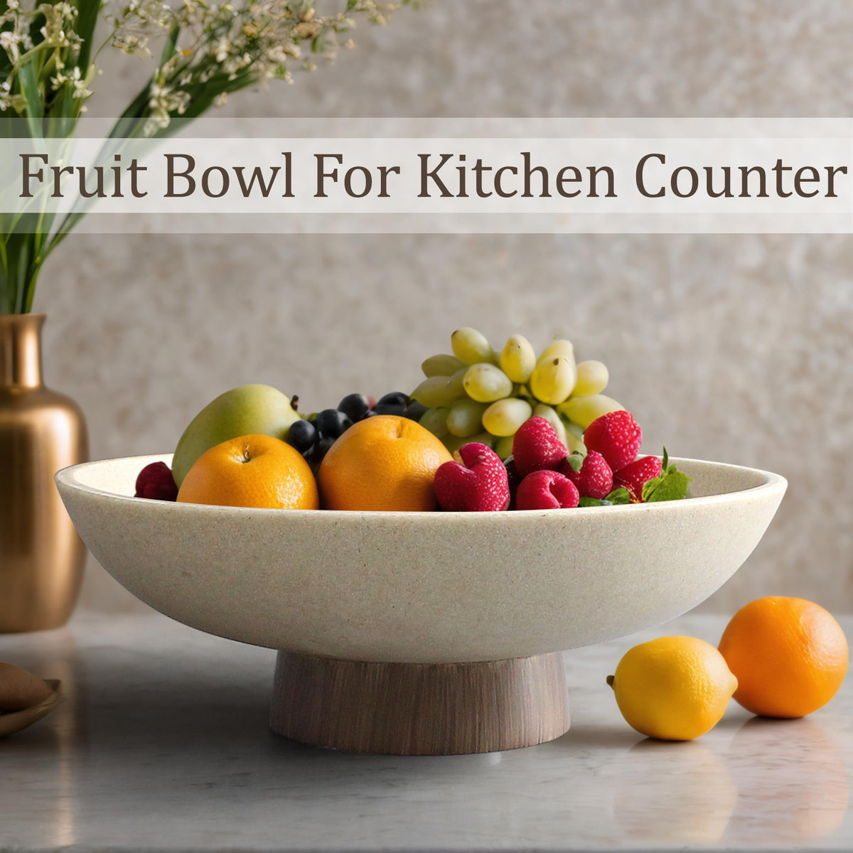 Modern Resin Pedestal Bowl Large Fruit Bowl for Kitchen - LIN CHUAN Official Imagery - 4