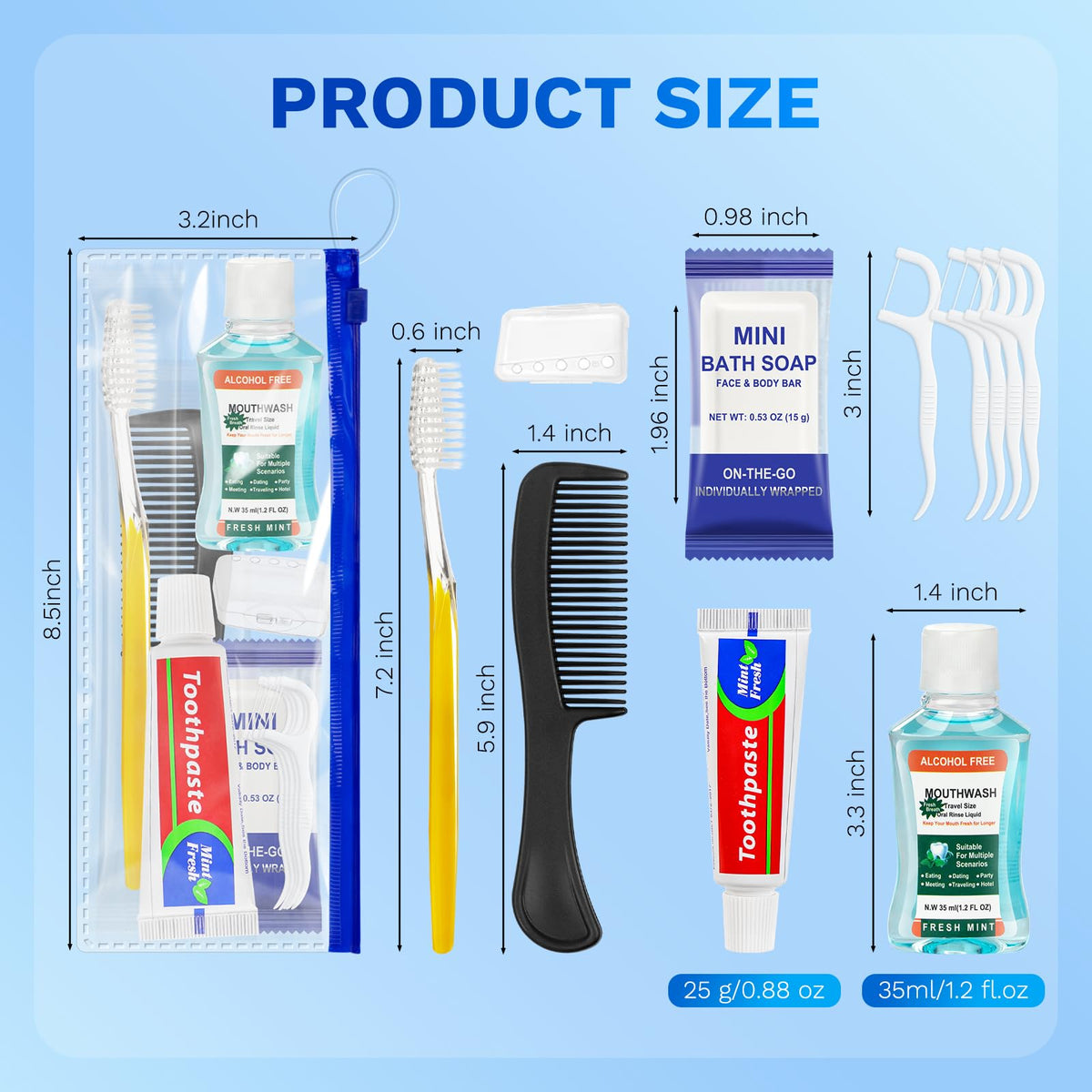 Personal Hygiene Kit Bulk 50 Pack Yellow Basic Travel - Xuezoioy Official Imagery - 5