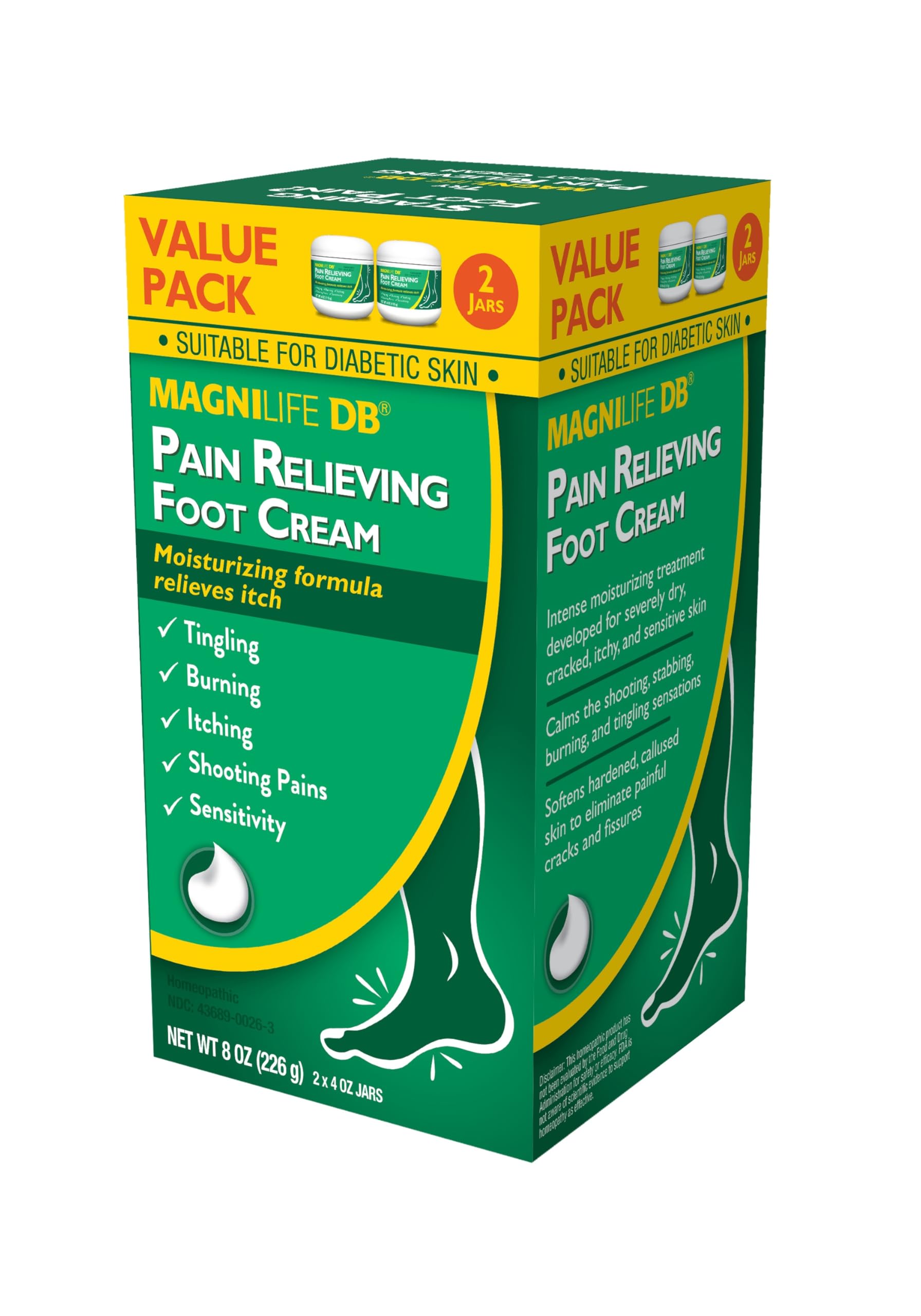 MagniLife Pain Relieving Foot Cream 4 oz – 2 Pack