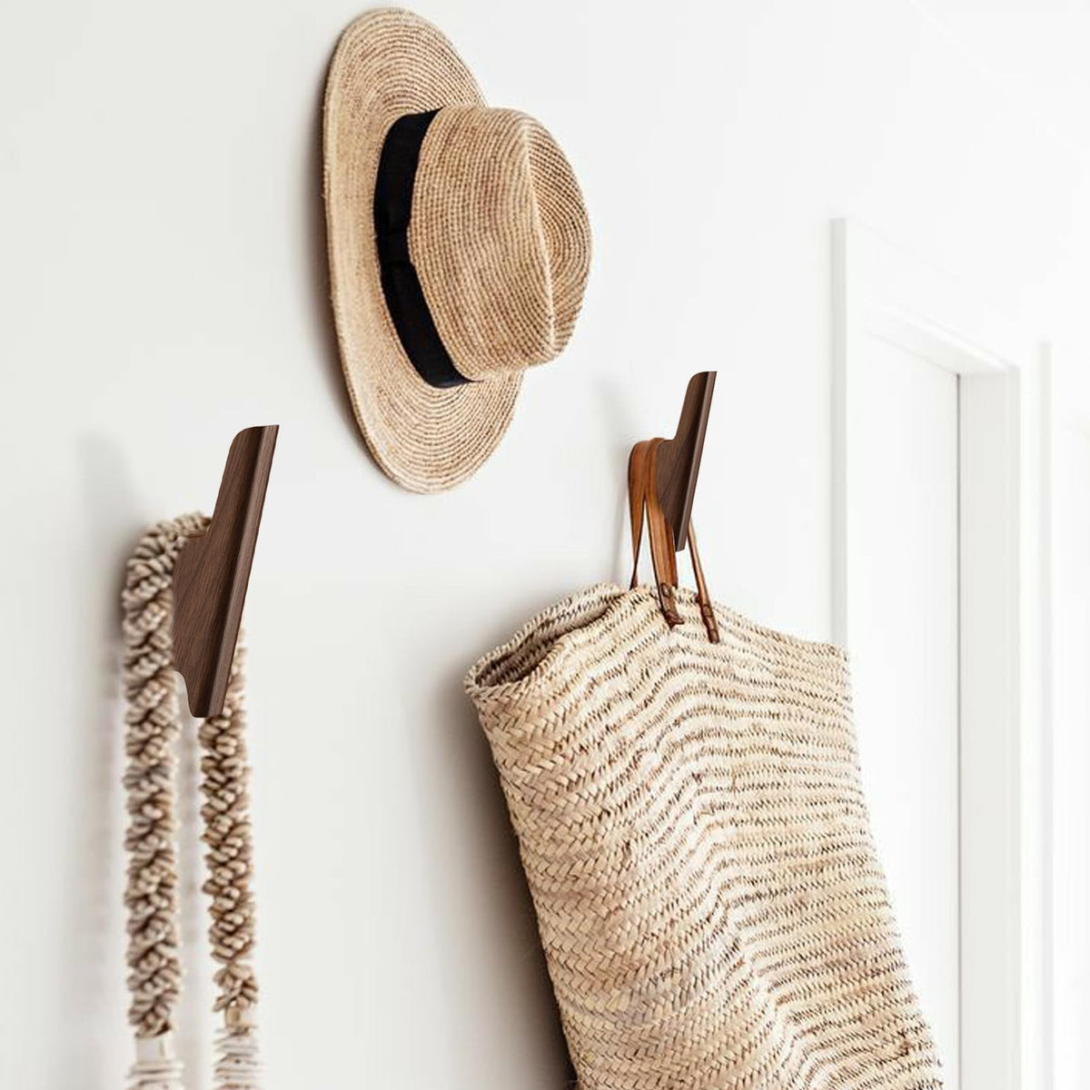 Wood Wall Hooks 4 Pack Coat Hooks Wall Mount Towel Hooks for - FCOWK Official Imagery - 5