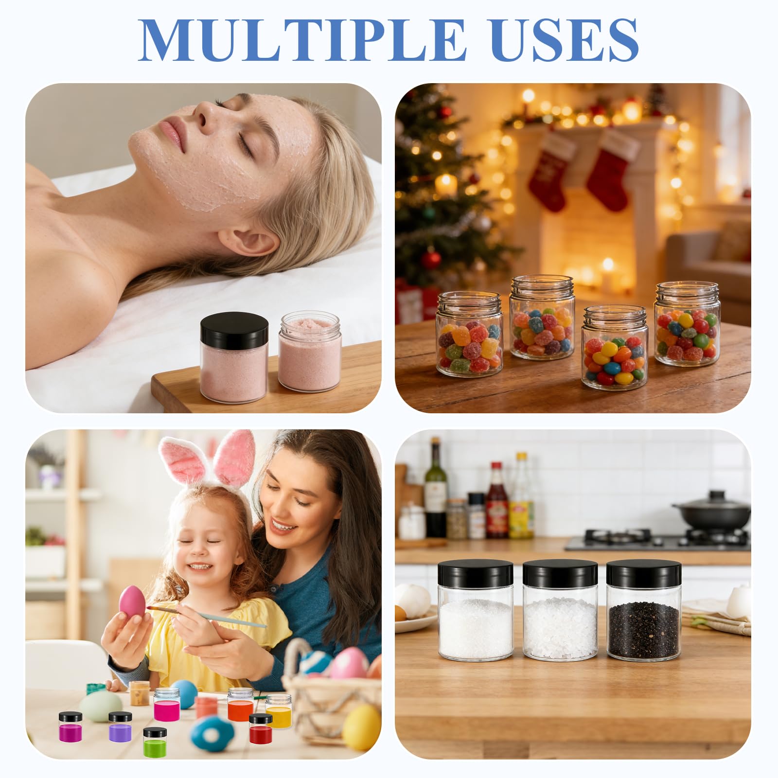 FUPMILPHRANX 100 Pack 4Oz Plastic Jars Round Clear Cosmetic Conta - FUPMILPHRANX Official Product View 7