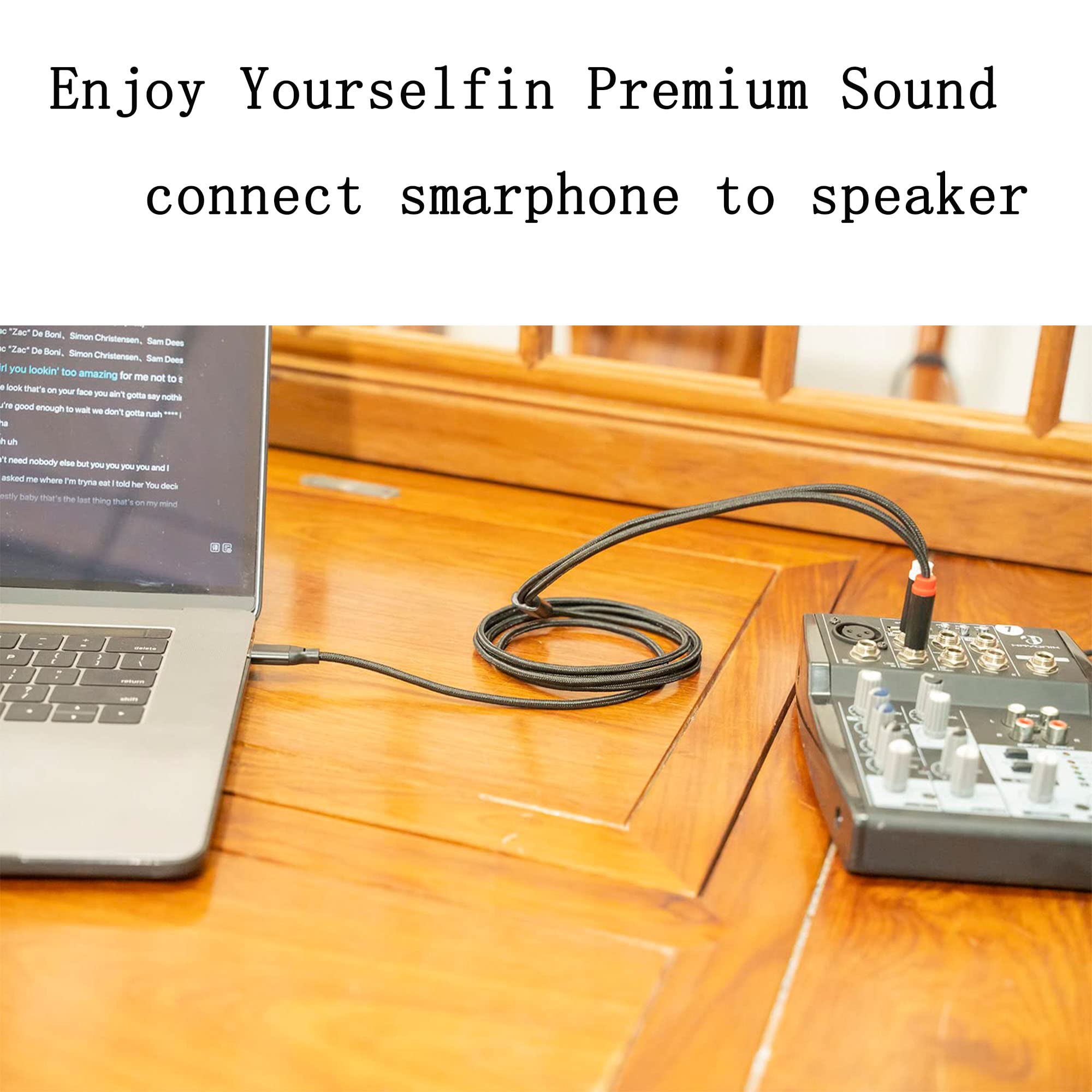 Seefeful   USB C to Dual 6.35mm 1/4 inch Stereo Splitter Y Cable, by Seefeful - Angle View 8