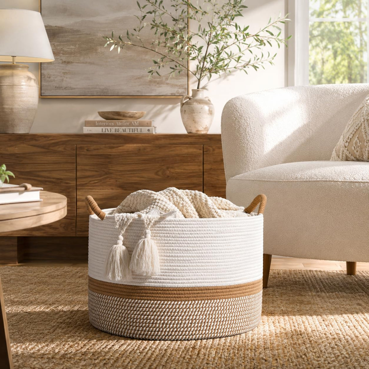 KAKAMAY Large Blanket Basket with Handles Storage Basket for - KAKAMAY Official Imagery - 7