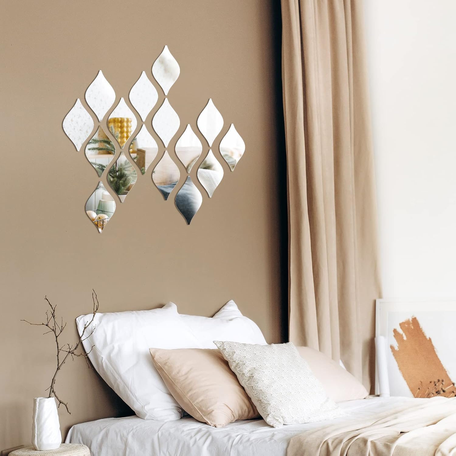 Weysat 30 Pcs Mirror Wall Stickers Decor Acrylic 3D Tear Drop Decorative Mirrors Stickers