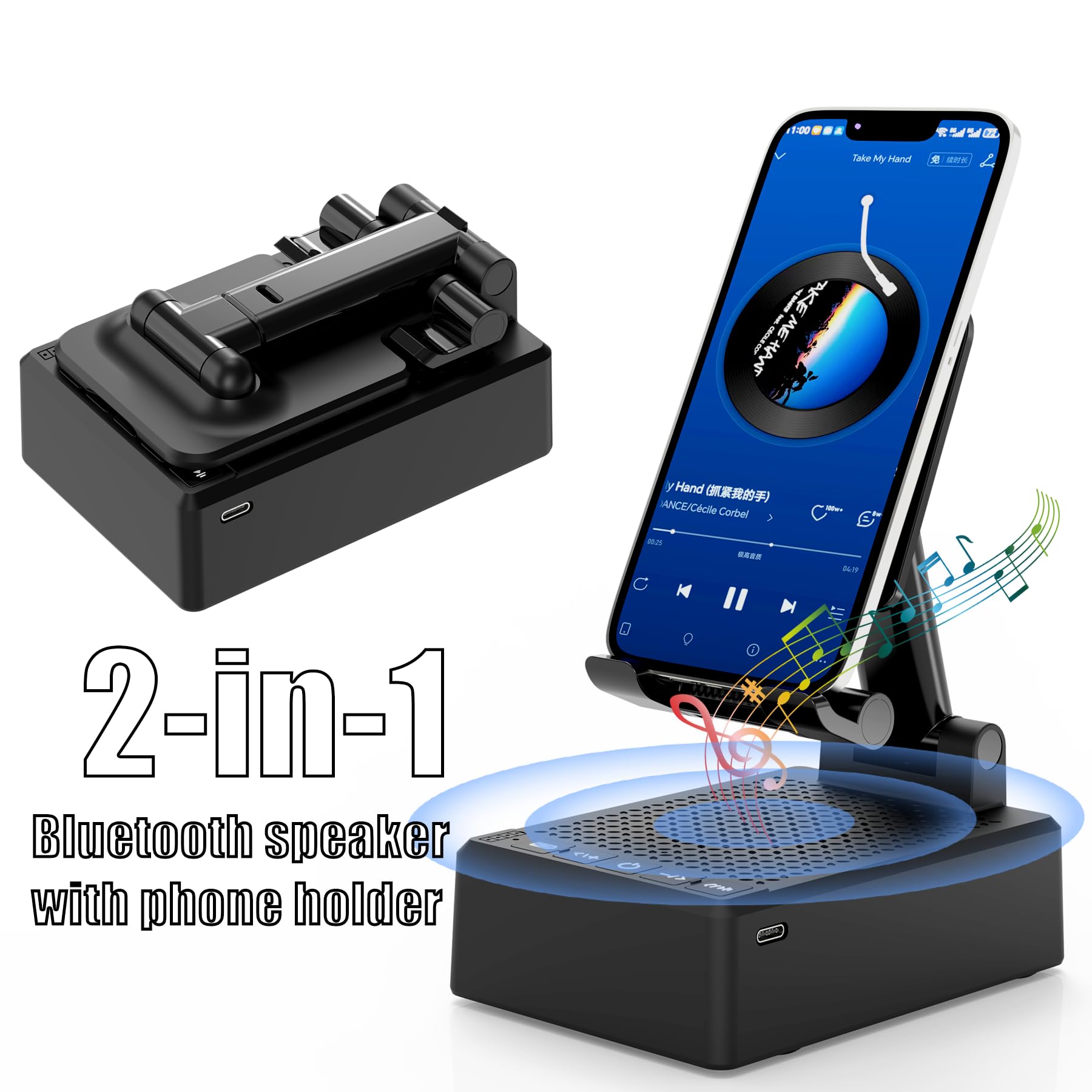 Mahensy Cell Phone Stand with Wireless Bluetooth Speaker, Adjusta - Mahensy Official Product View 2