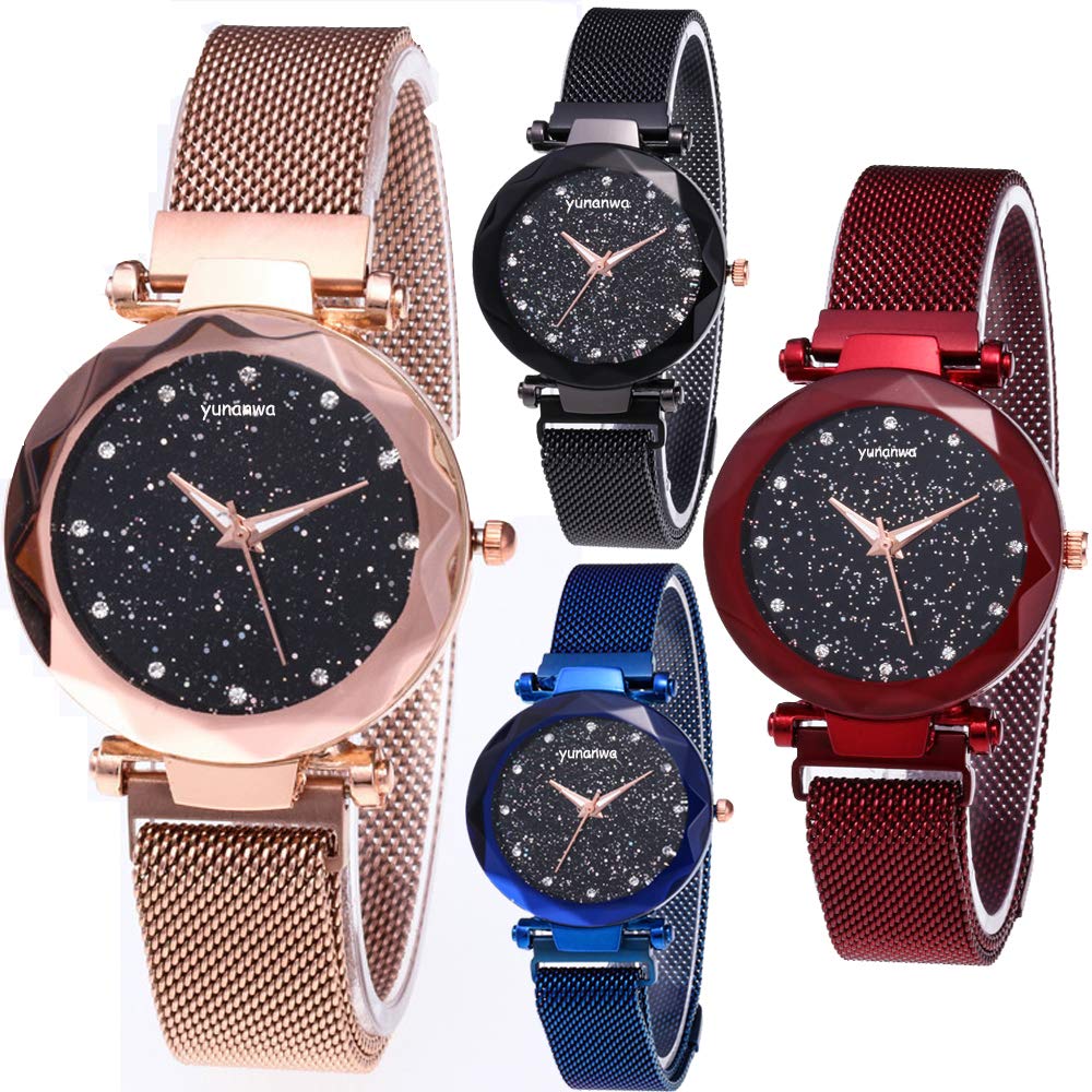 4 Pack Women Ladies Watches Starry Sky Magnet Buckle Dial - yunanwa Official Imagery - 2