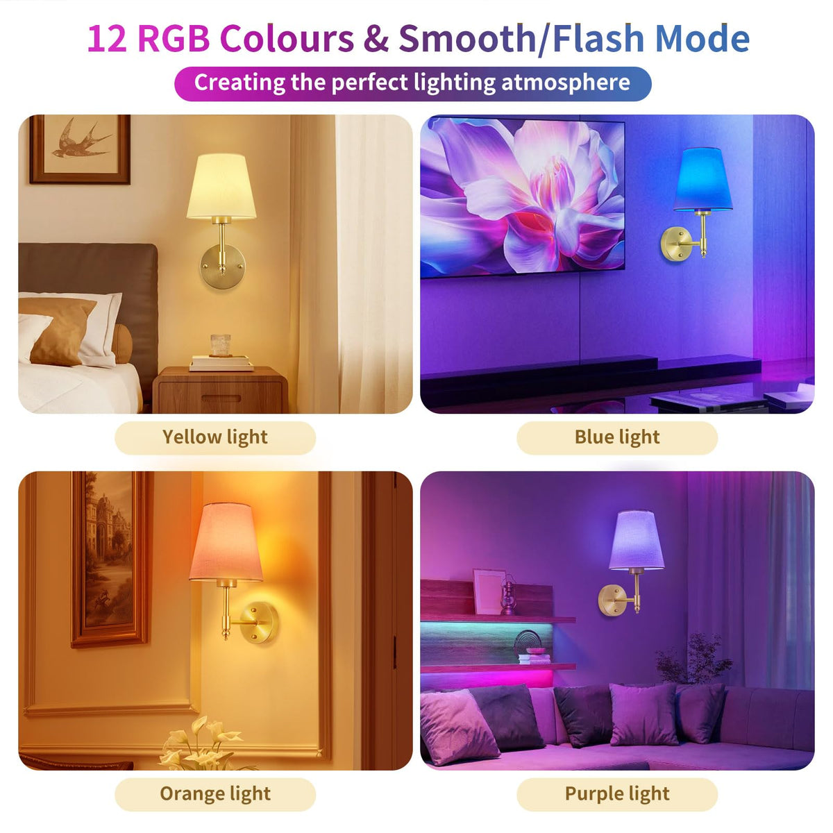Battery Operated Wall Sconce Set of 2 Rechargeable Wireless - SoodMi Official Imagery - 8