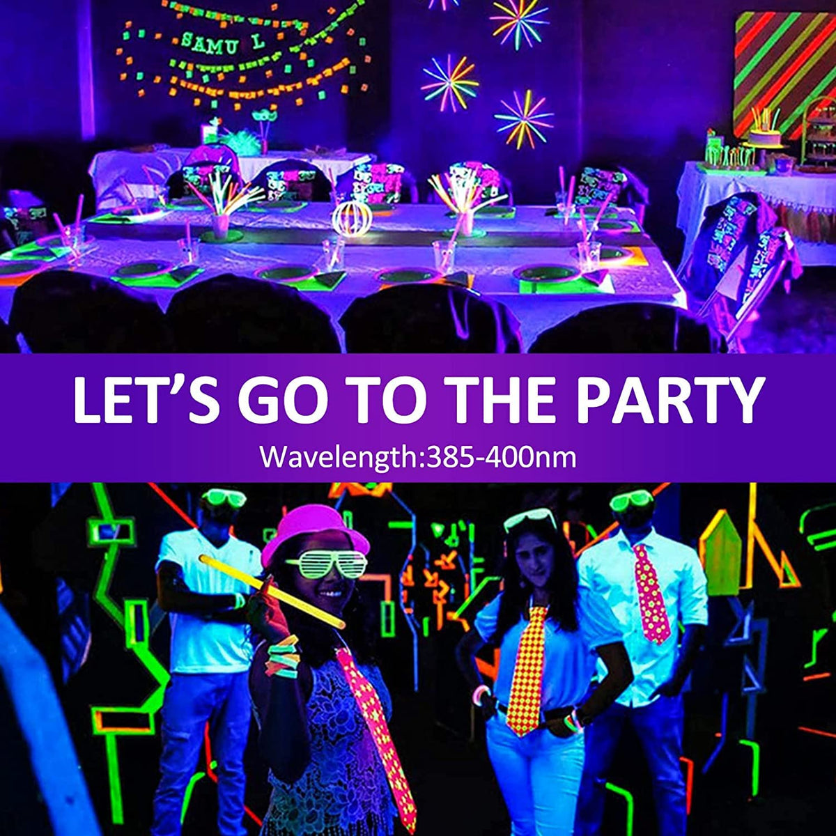 2 Pack 100W UV Black Light IP65 Waterproof Glow Party Light - Indmird Official Imagery - 7