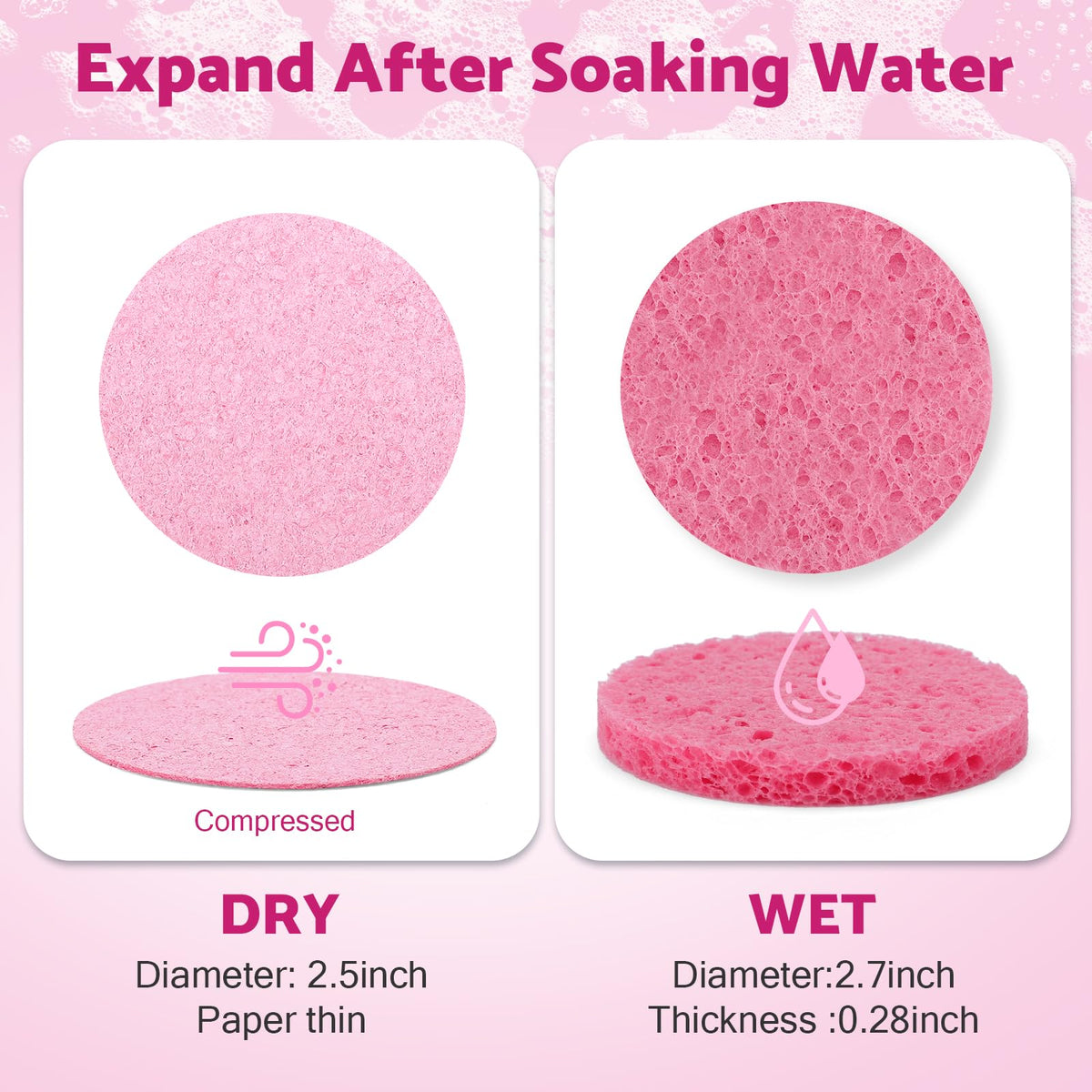 320 Count Compressed Facial Sponges Natural Cellulose Face - NEOACT Official Imagery - 3