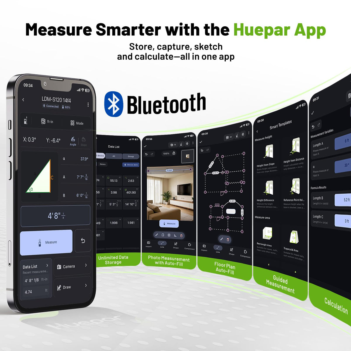 Huepar Bluetooth Green Laser Measuring Tool 330FT S100 G BT - Huepar Official Imagery - 4