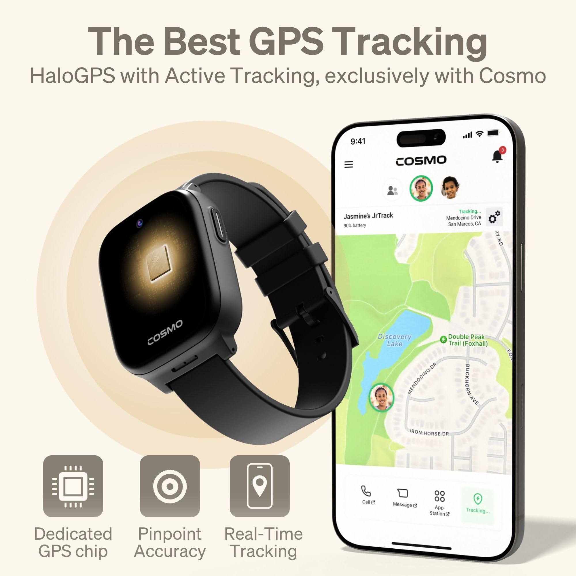 JrTrack 5 Kids Smart Watch by Cosmo | Best Kid-Safe Phone Watch | Prec - View 4