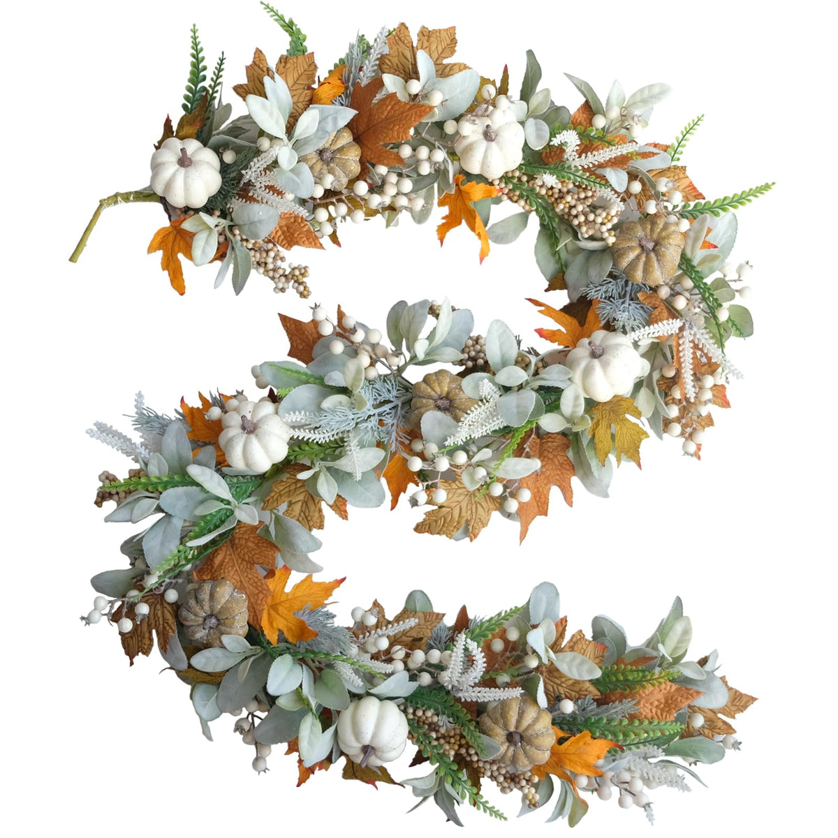 Fall Wreath Pumpkin Garland Thanksgiving Autumn Neutral - CIR OASES Official Imagery - 1