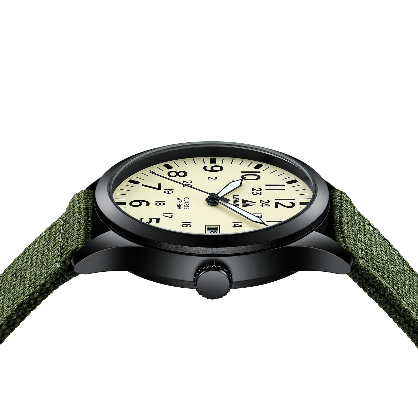 LN LENQIN Mens Watches Unisex Military Sport Nylon Strap Stylish Luminous Fashion Analog Quartz Watch for Men Waterproof Army Tactical Casual Wristwatch
