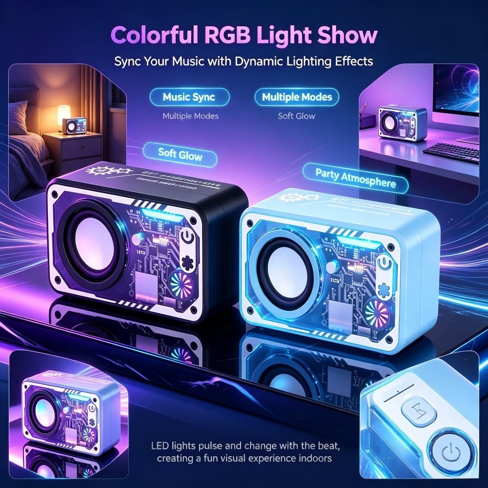 2pcs Portable Wireless Speaker with Glitter LED Light Type C - Premium Selection Official Imagery - 7