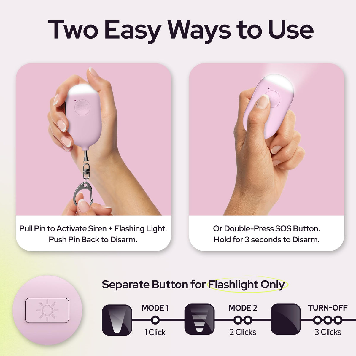 Rechargeable Personal Alarm Keychain - WETEN Official Imagery - 4
