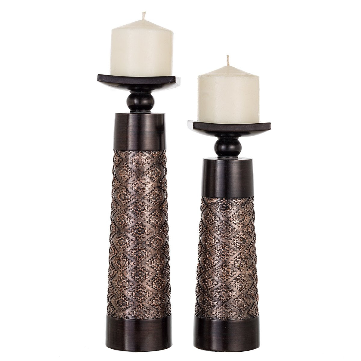 Creative Scents Dublin Brown Pillar Candle Holder Set of 2 - Creative Scents Official Imagery - 1