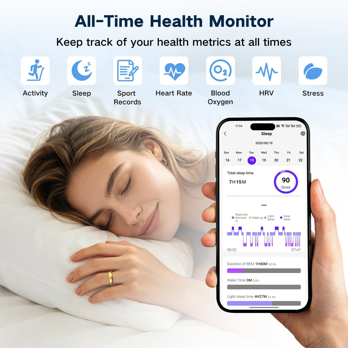 Smart Ring for Women Men Health Fitness Tracker Ring - YUANRAN Official Imagery - 3