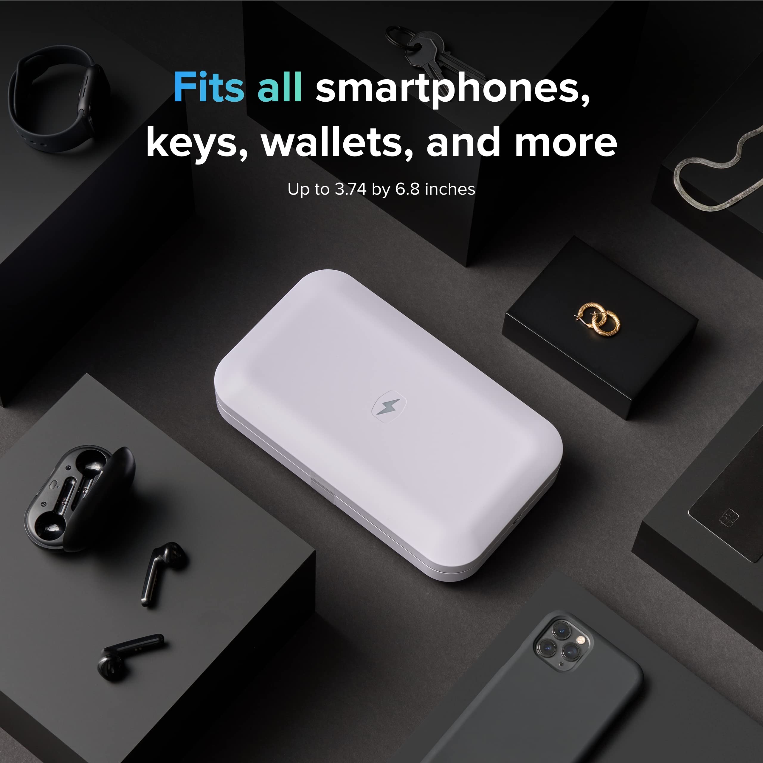 3 UV Phone Sanitizer Box Dual Charger Patented 360 UVC White - PhoneSoap Official Imagery - 6