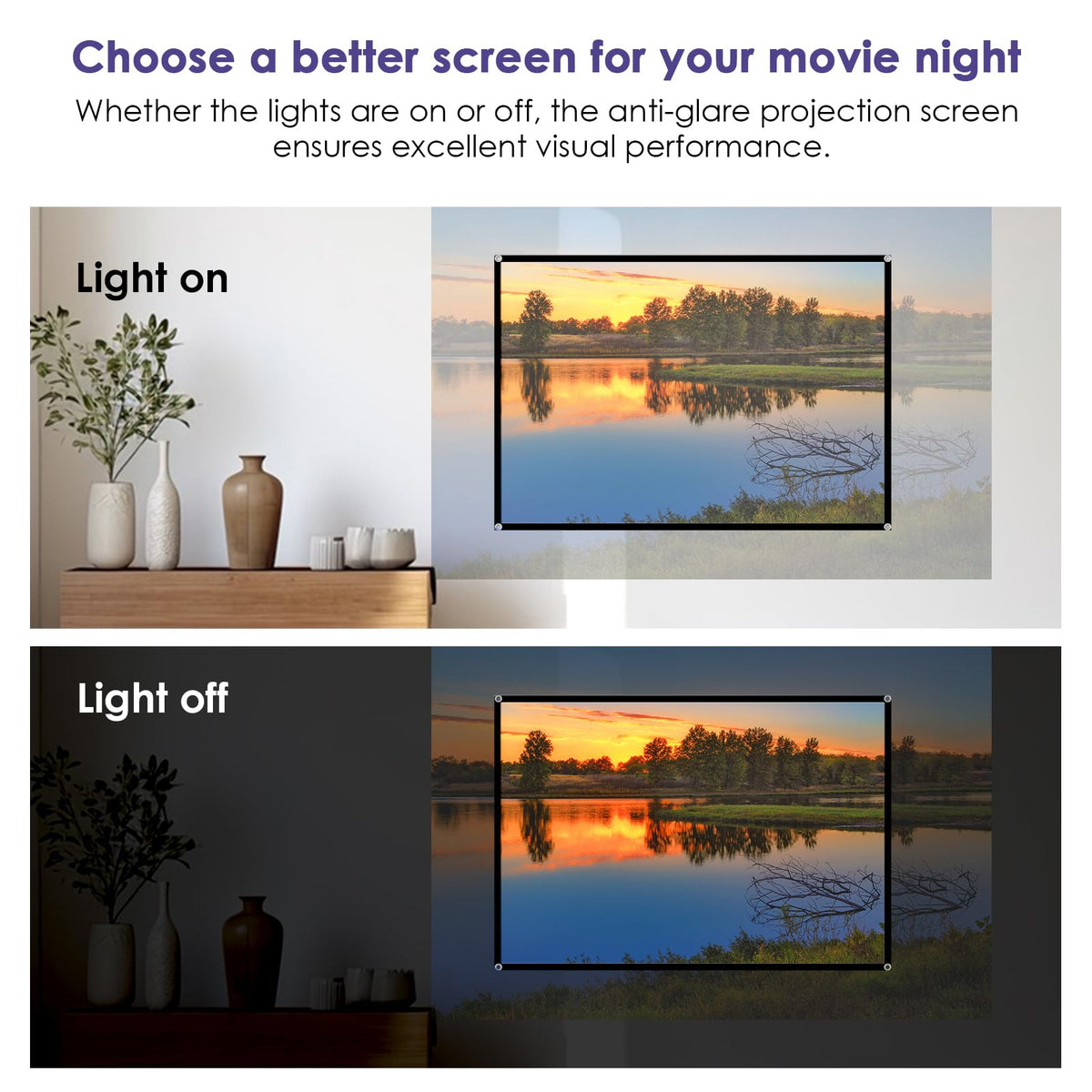 100 inch Projector Screen Upgrade Anti Light Projection - XINLEMY Official Imagery - 4