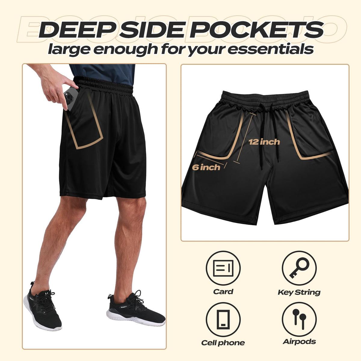 5 Pack Athletic Gym Mens Shorts - BOOJO Official Imagery - 5