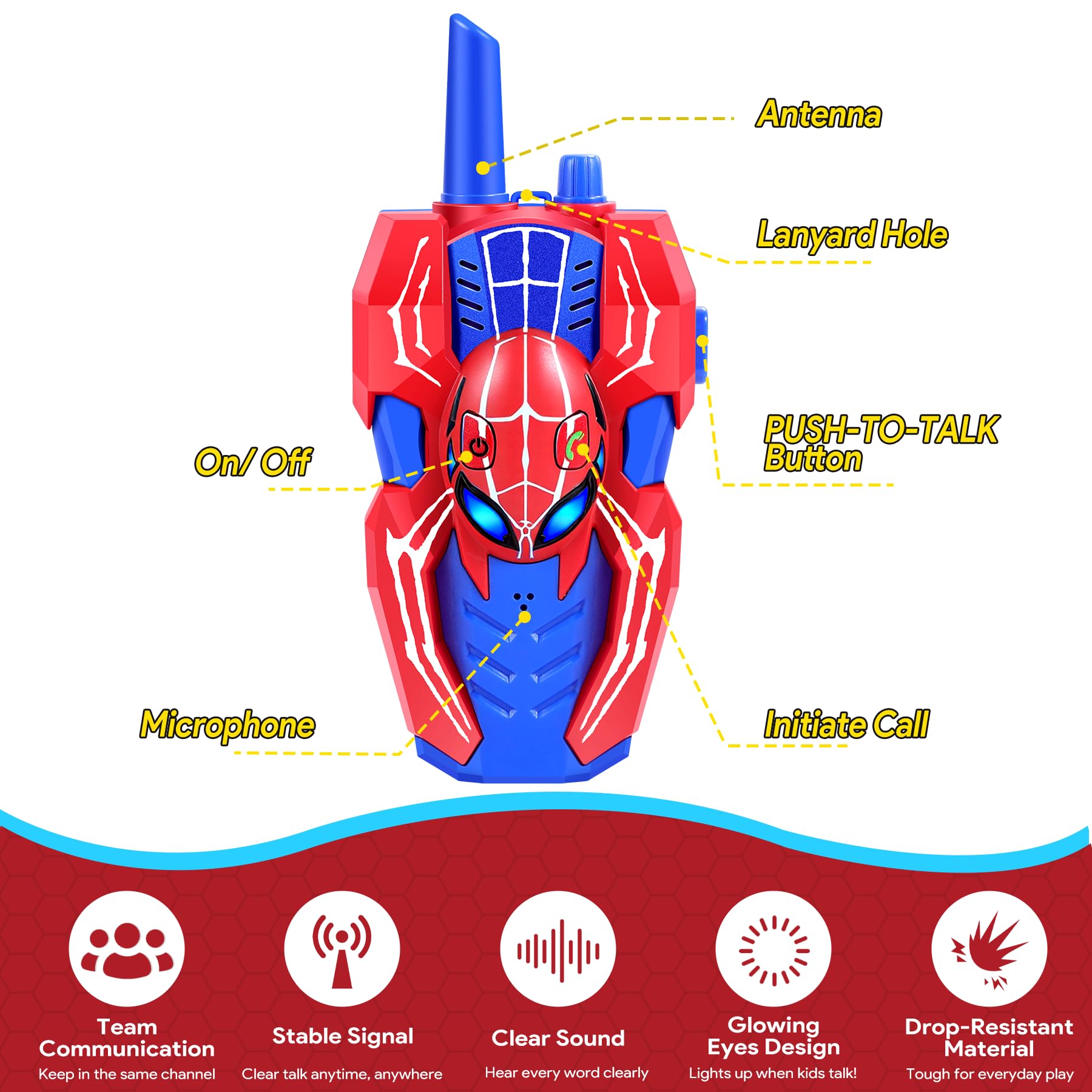 Vvinca Spider Walkie Talkies for Kids Toys Ages 3 4 5 6 7 8 9 10 Boys Girls 3 Pa - Vvinca Official Product View 3