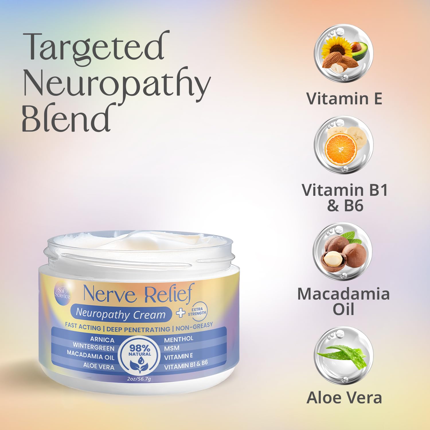 Purple Canyon Nerve Cream for Neuropathy Feet & Legs 2 oz