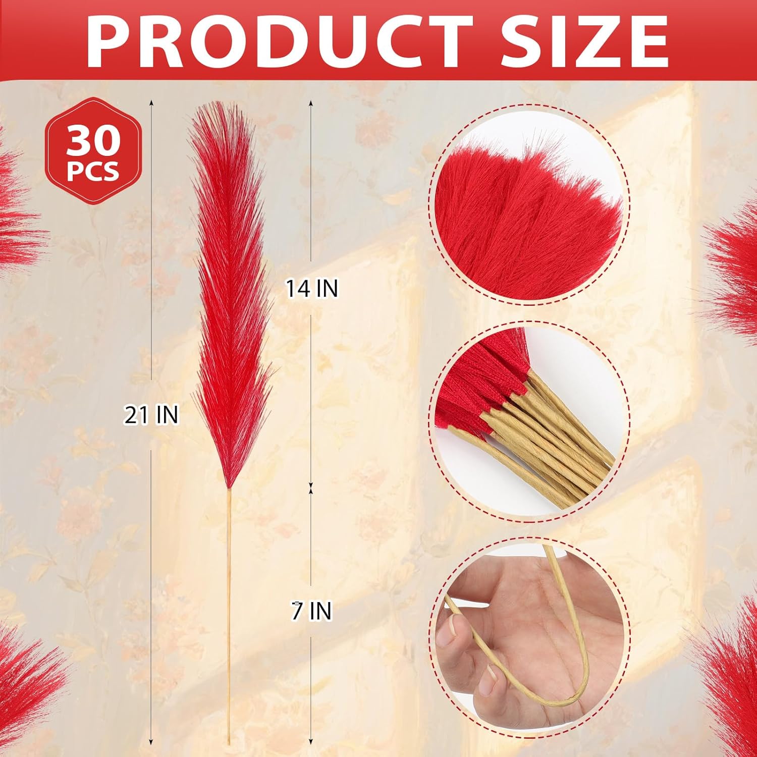 Set of 30 artificial pampas grass stems from JOLYEAK, 21-inch tall decorative pompous grass for vases or home decor.