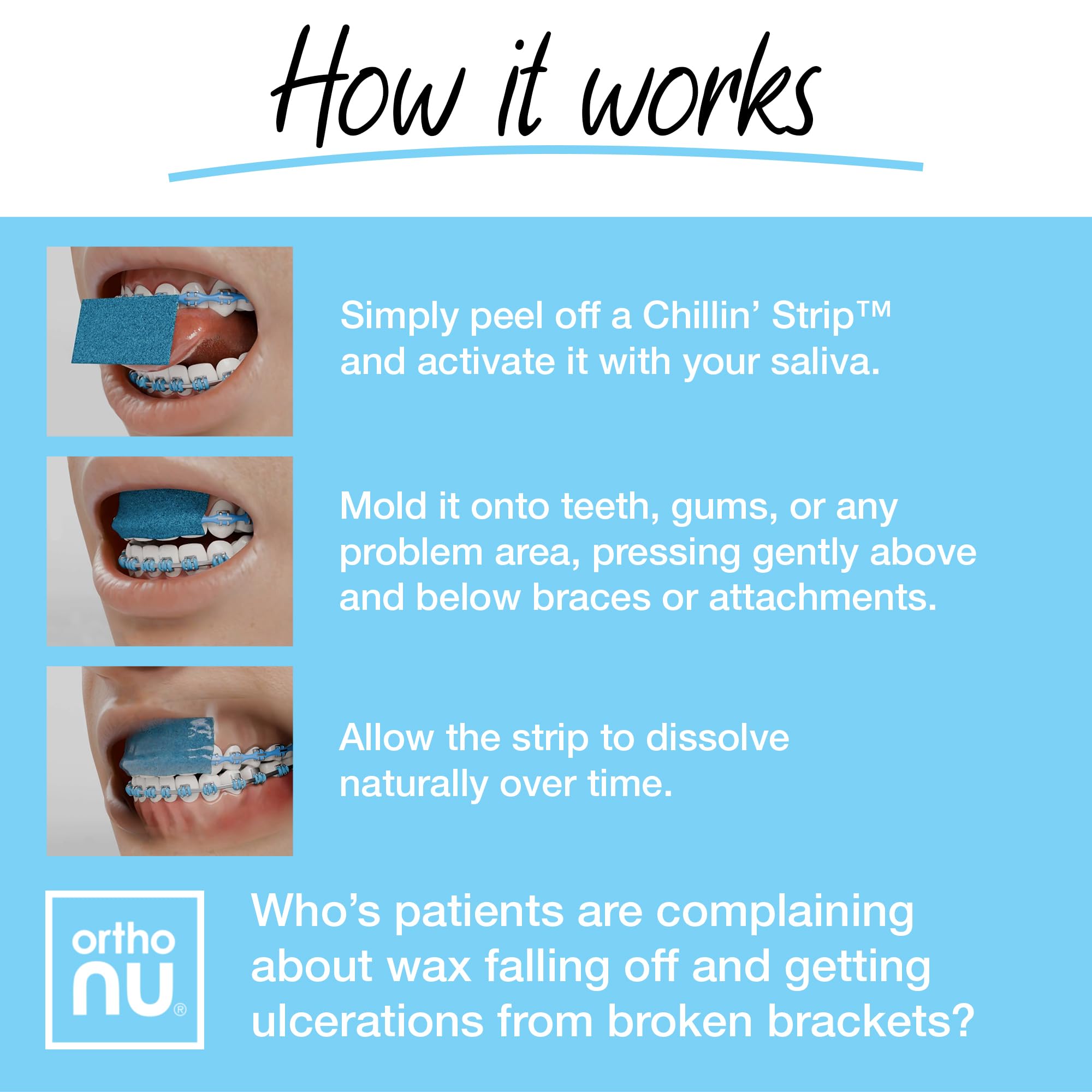 Ortho Nu Chillin Strips – Orthodontic Pain Relief, 6 Strips
