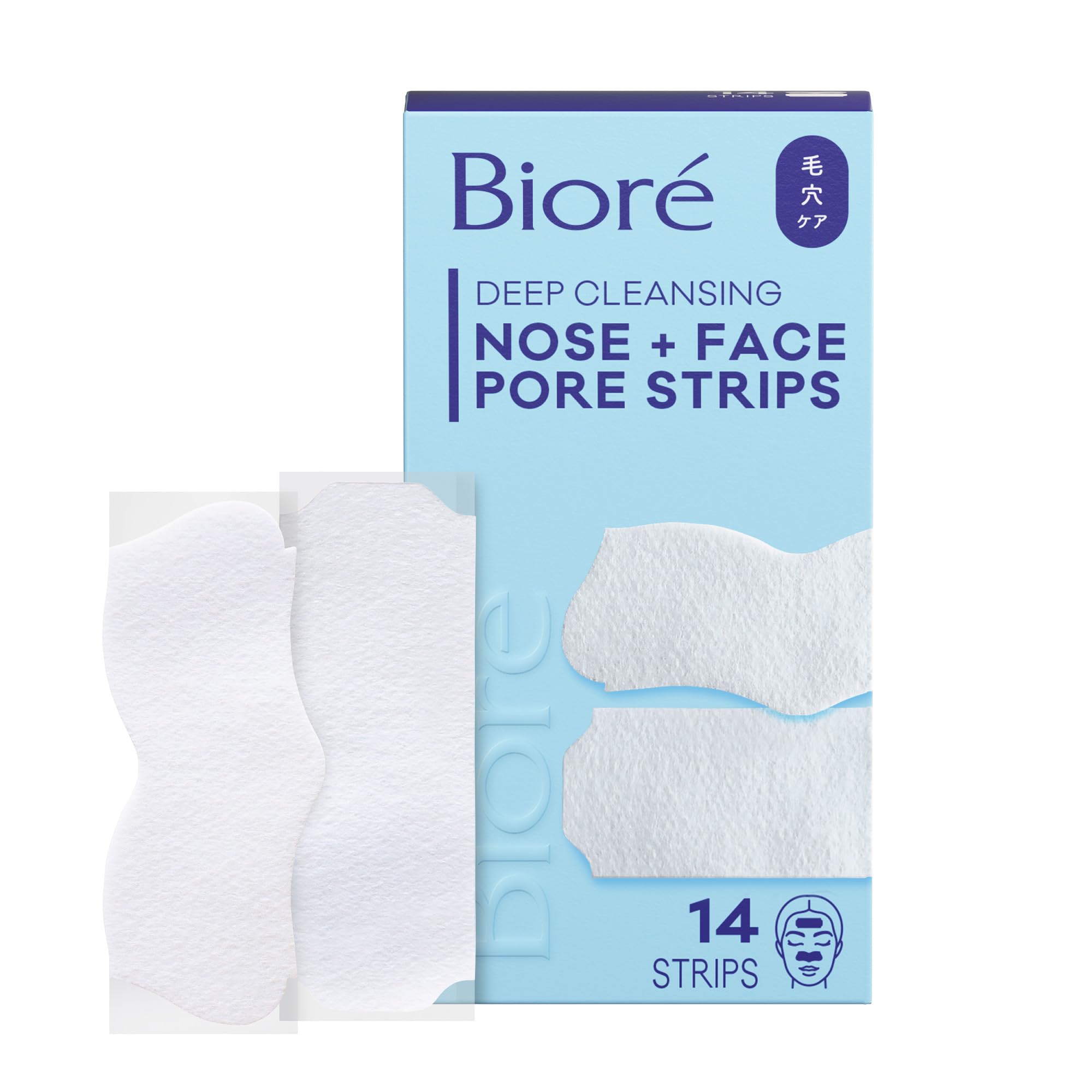 Biore Blackhead Remover Pore Strips, Deep Cleansing, Nose & - Product Imagery