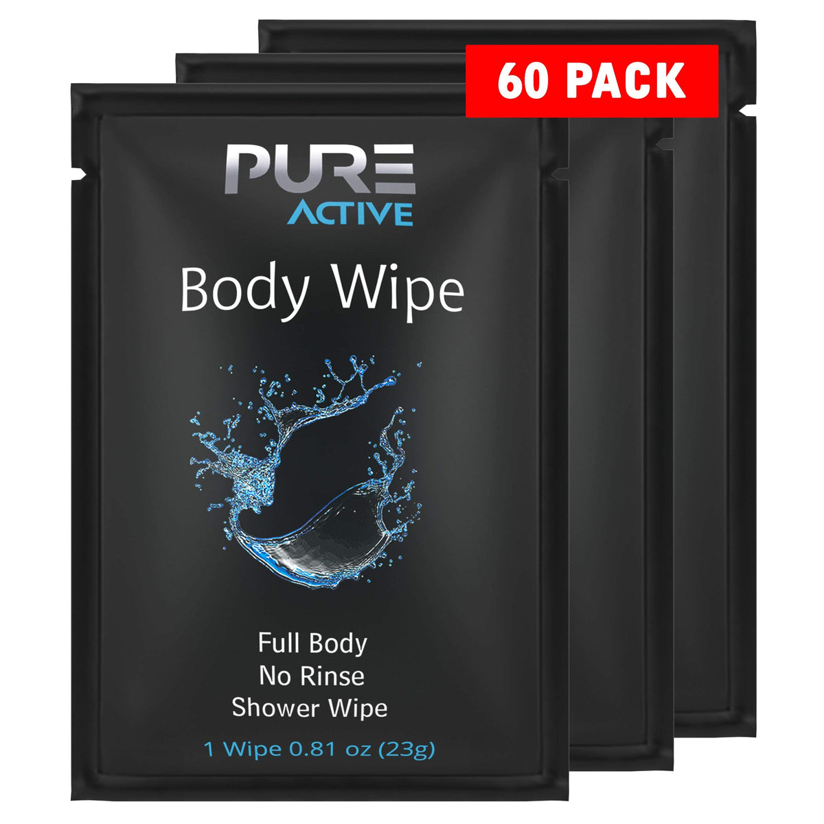 Shower Body Wipes 60 Individually Wrapped Personal Hygiene - Pure Active Official Imagery - 8