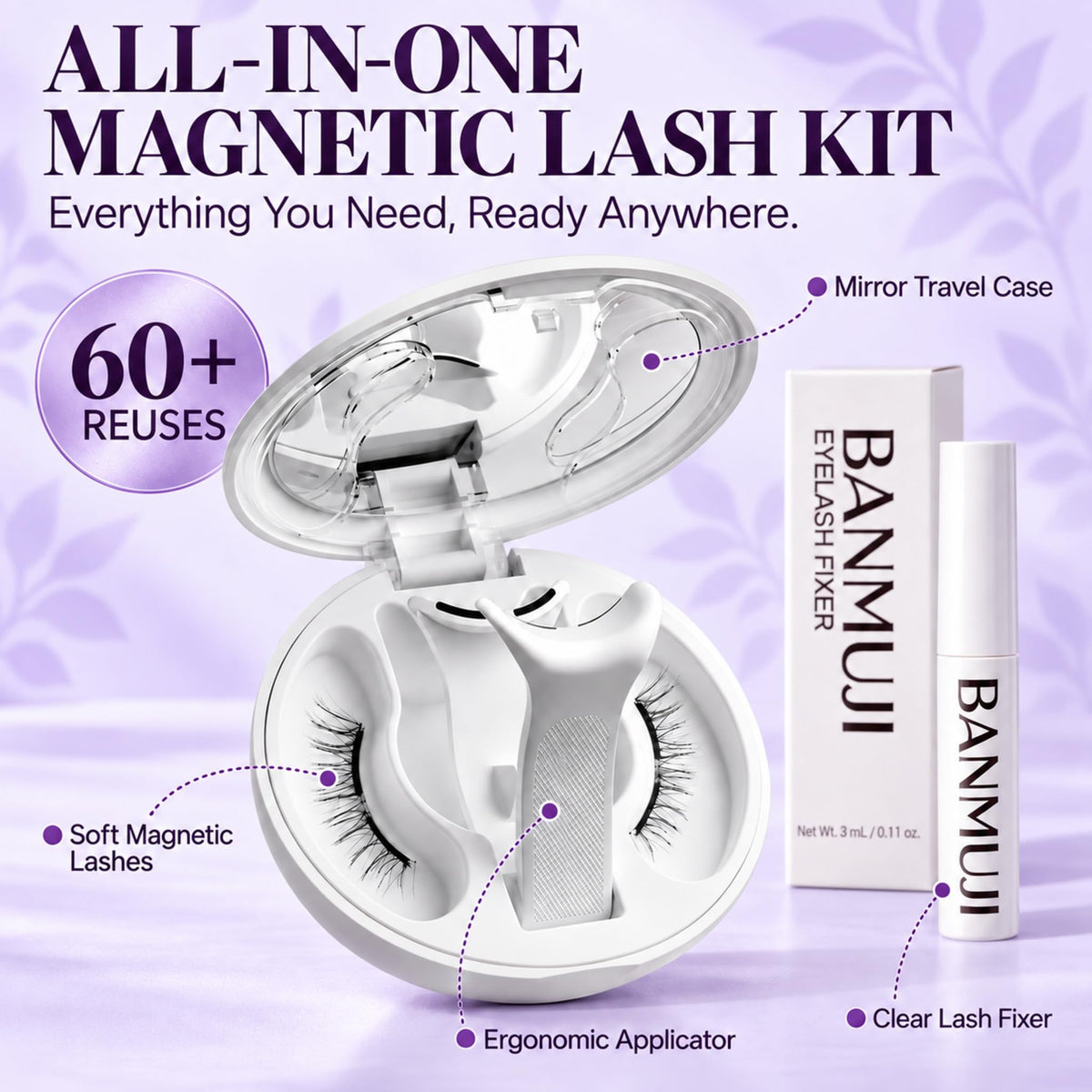 Magnetic Eyelashes with Applicator Upgrade Soft Magnetic - BANMUJI Official Imagery - 8