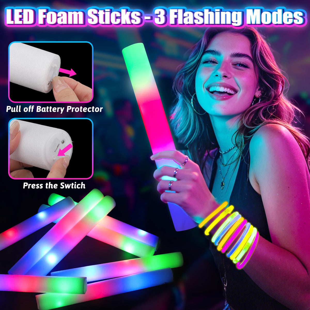 Glow in the Dark Party Supplies for Kids Adults Neon Party - Basytodio Official Imagery - 5