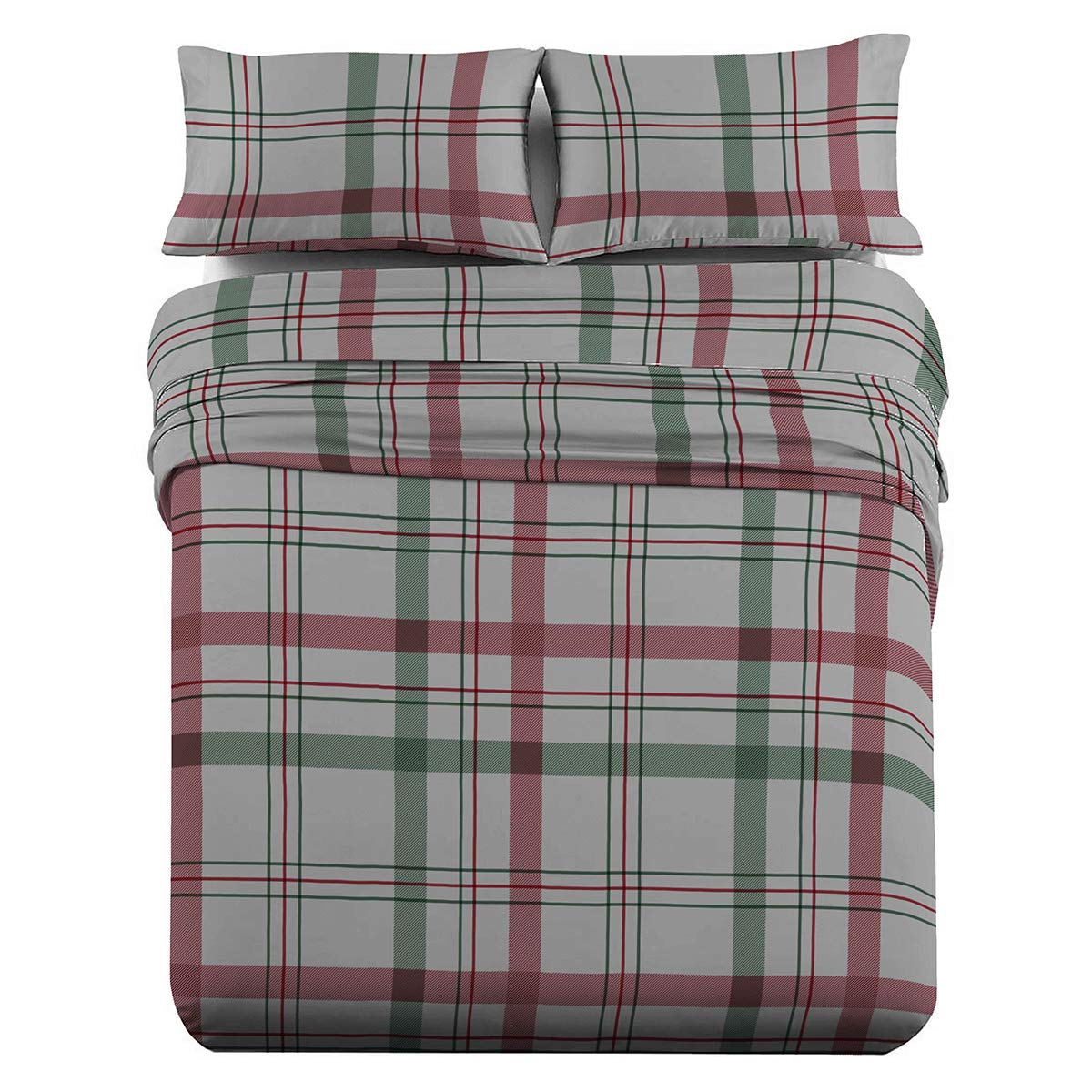 Royal Hotel Cotton Flannel Full Sheet Set, Dessines Plaid, - Product Imagery