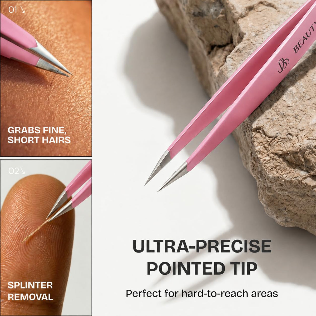 Beauty Power Precision Pointed Tweezers Ingrown Hair Eyebrow - Beauty Power Official Imagery - 4