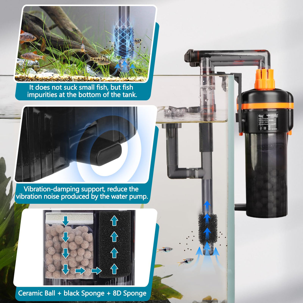 hygger External Hang On Back Canister Aquarium Filter Quiet - hygger Official Imagery - 6