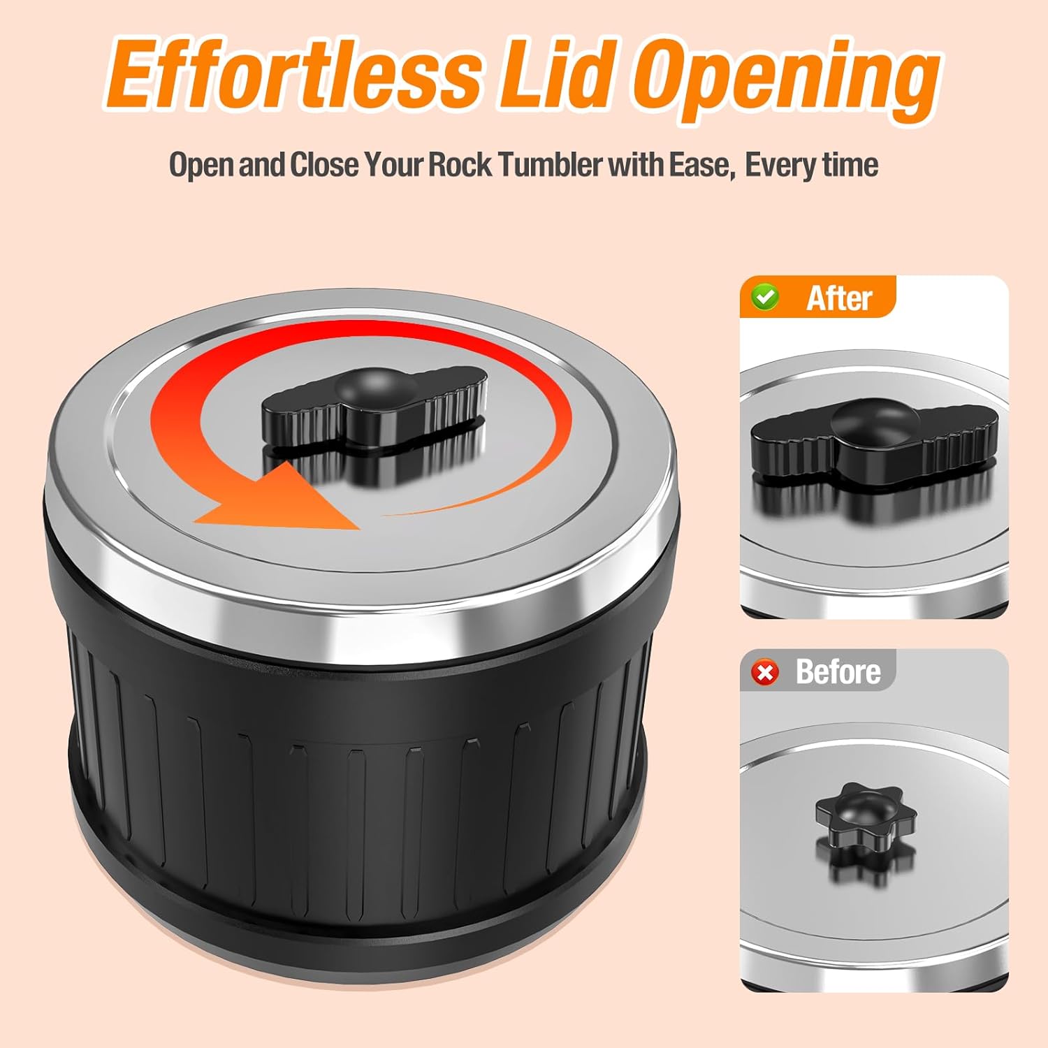 KoolStone C1 Rock Tumbler Kit with 2.5lb capacity, noise-canceling design, ideal for polishing stones and gemstones.