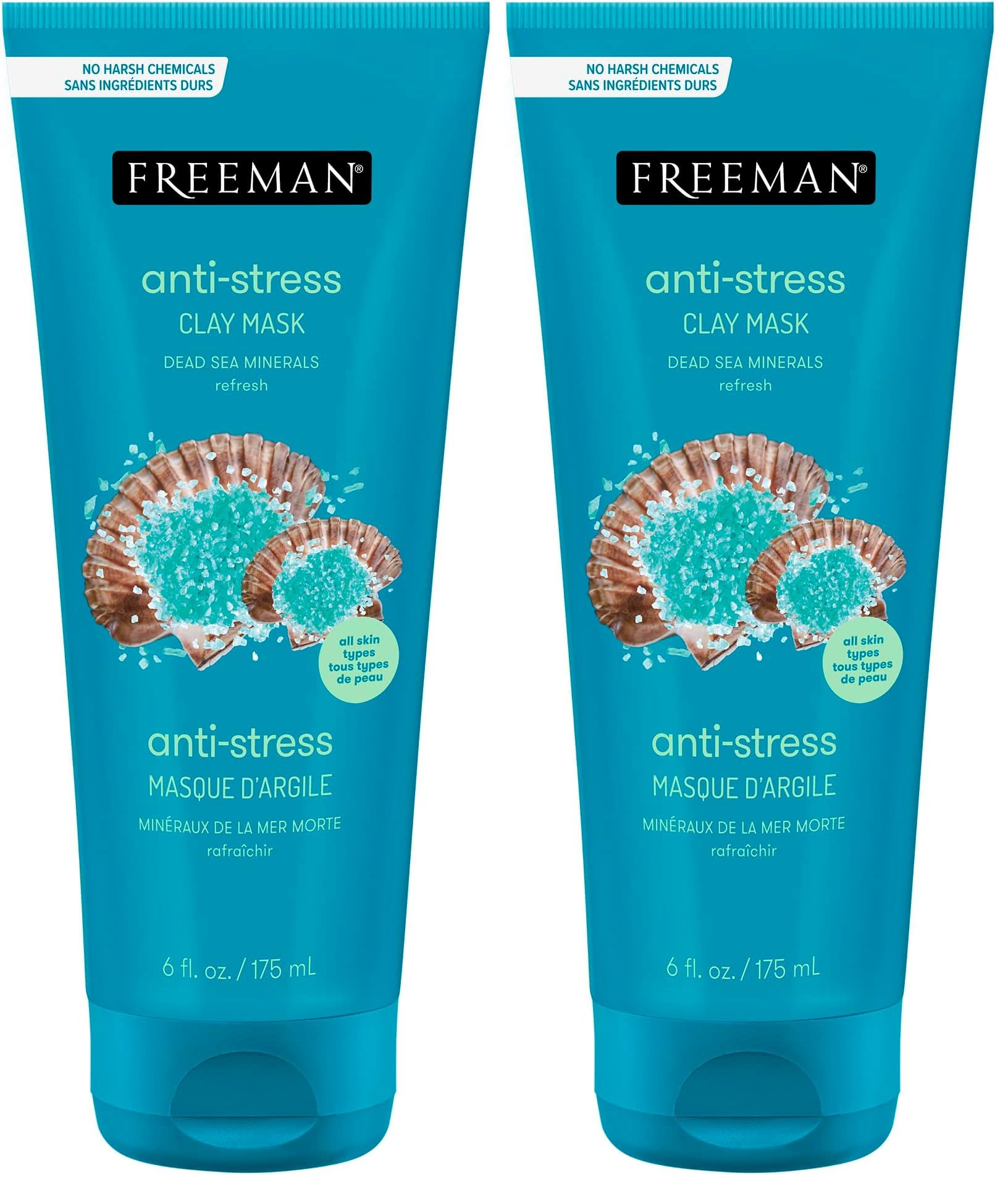 Freeman Anti-Stress Clay Mask, Dead Sea Mineral Face Mask, 6 Fl - Freeman