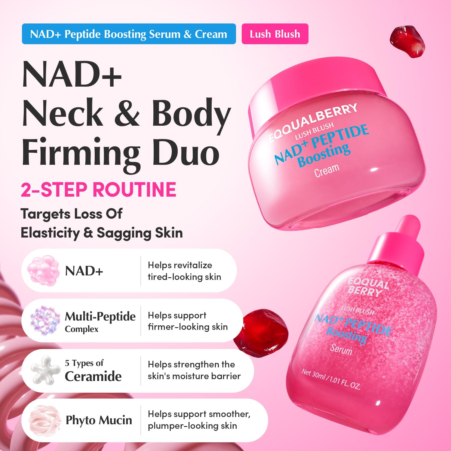EQQUALBERRY NAD+ Peptide Boosting Serum &amp; Cream Duo - EQQUALBERRY