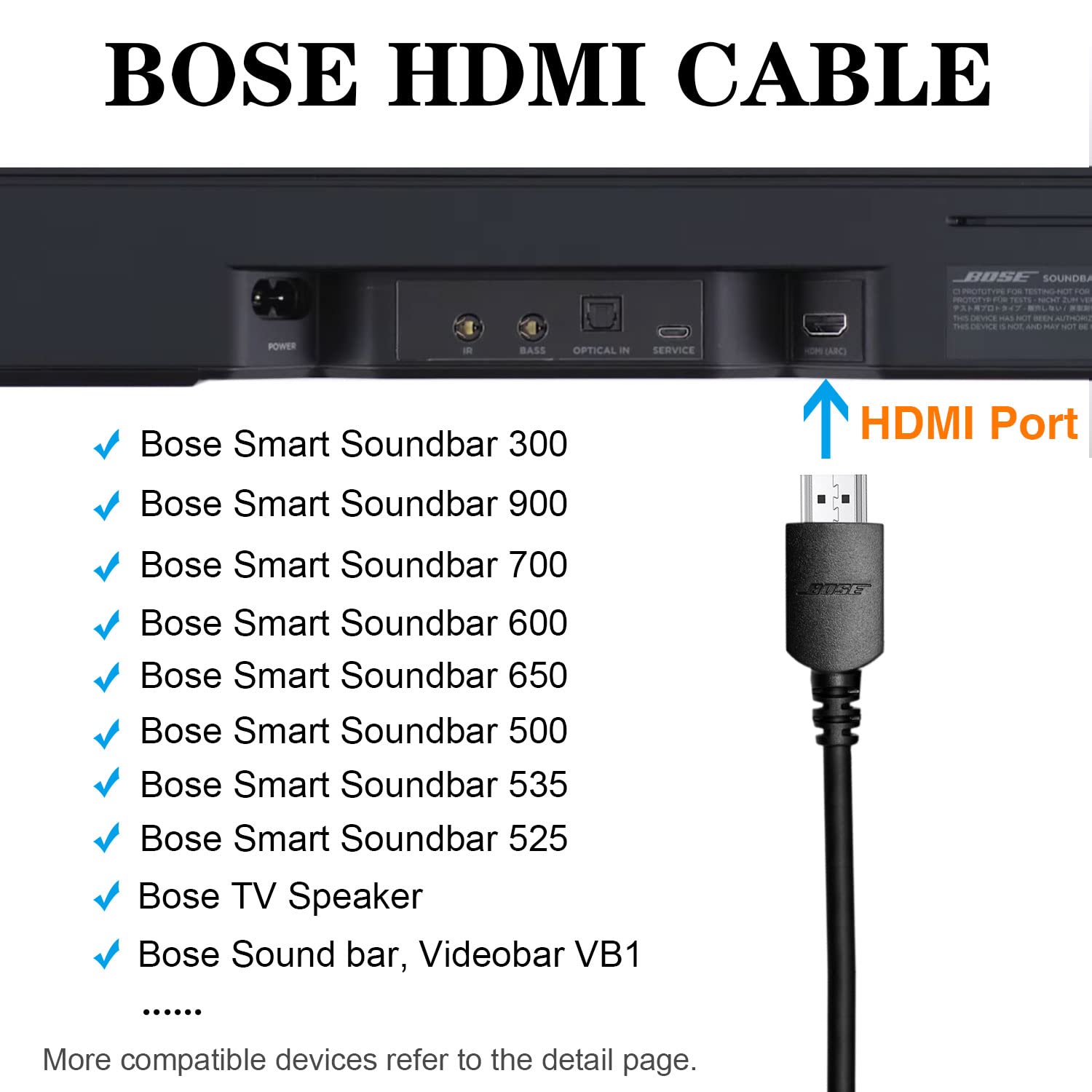 LILIBIN 4K HDMI Cable Compatible for Bose Smart Soundbar 300, Sma by LILIBIN - Angle View 3