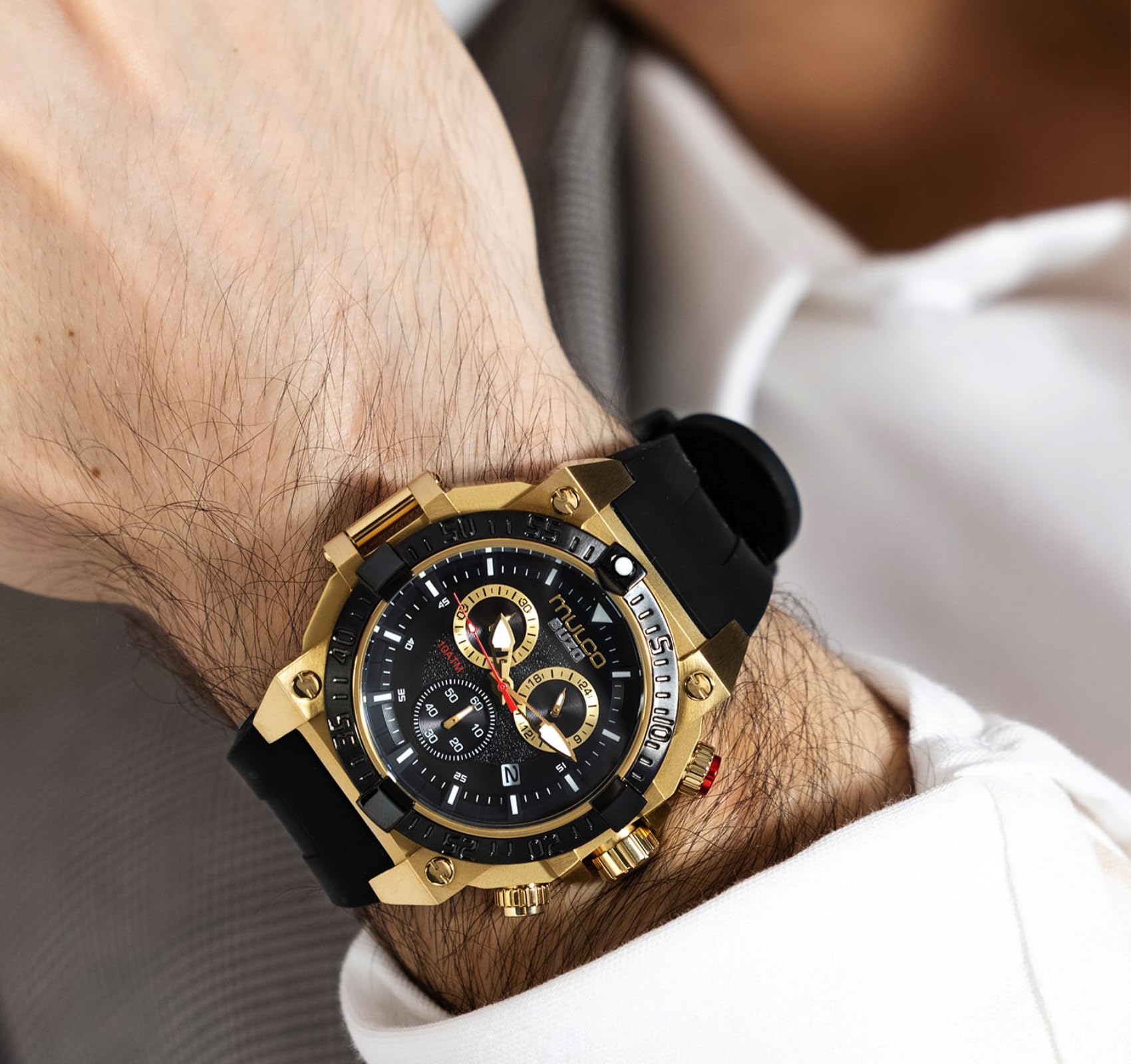 MULCO Viper Men's Sport Watch Black Rose Gold 46mm 10ATM