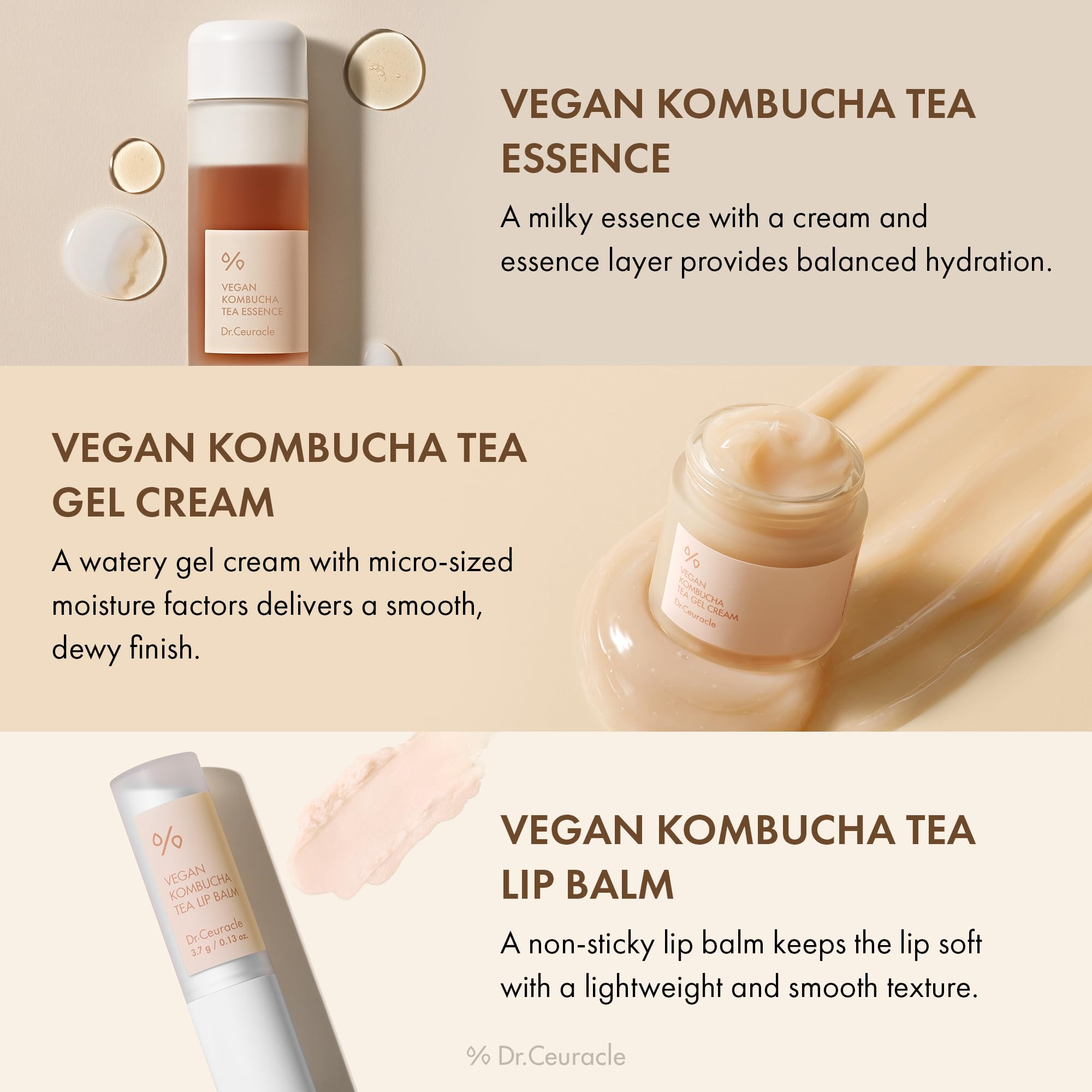Dr Ceuracle Vegan Kombucha Tea Special Set Essence Gel Cream - Dr.Ceuracle Official Imagery - 4