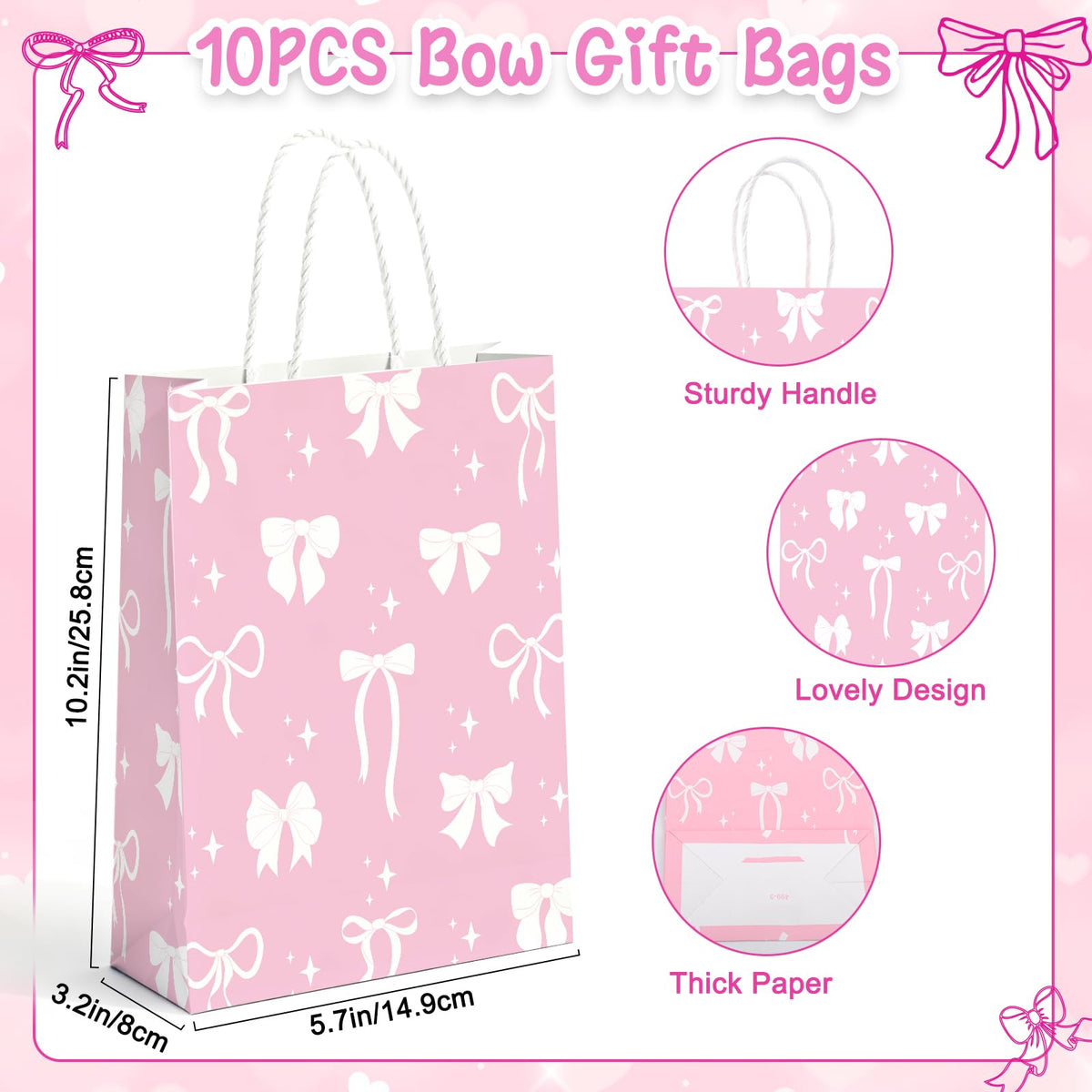 Pink Bow Party Favors for Girls 80pcs Coquette Bow Goodie - Perpetily Official Imagery - 4