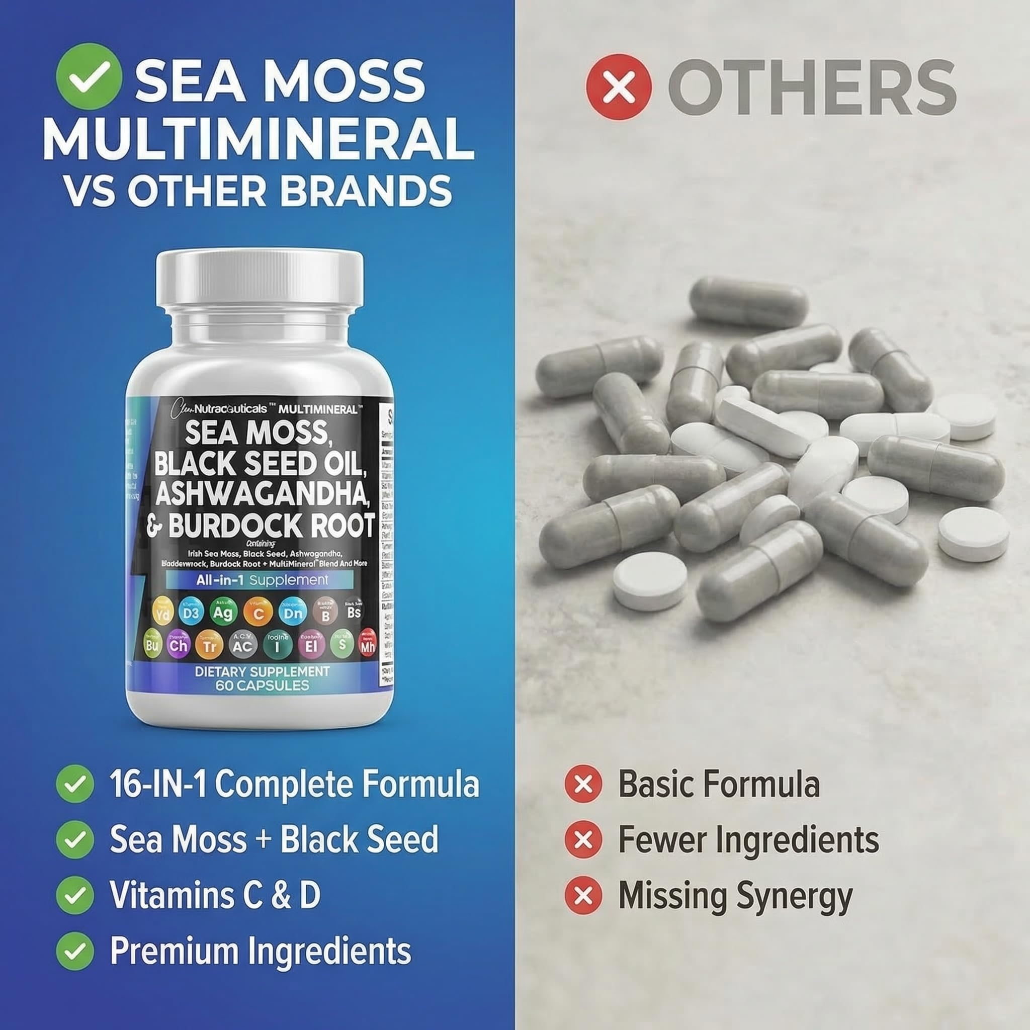 Clean Nutraceuticals Sea Moss Black Seed Oil Ashwagandha Turmeric Blad - View 7