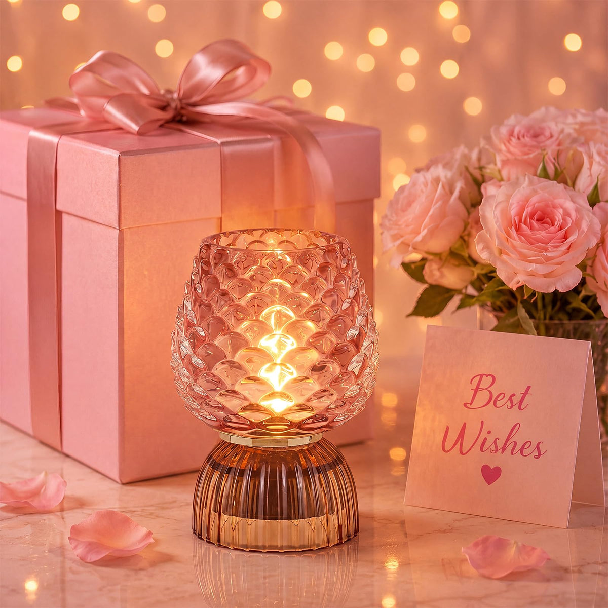 Small Battery Operated Lamp with Timer Pinecone Pink - SisiHokai Official Imagery - 8