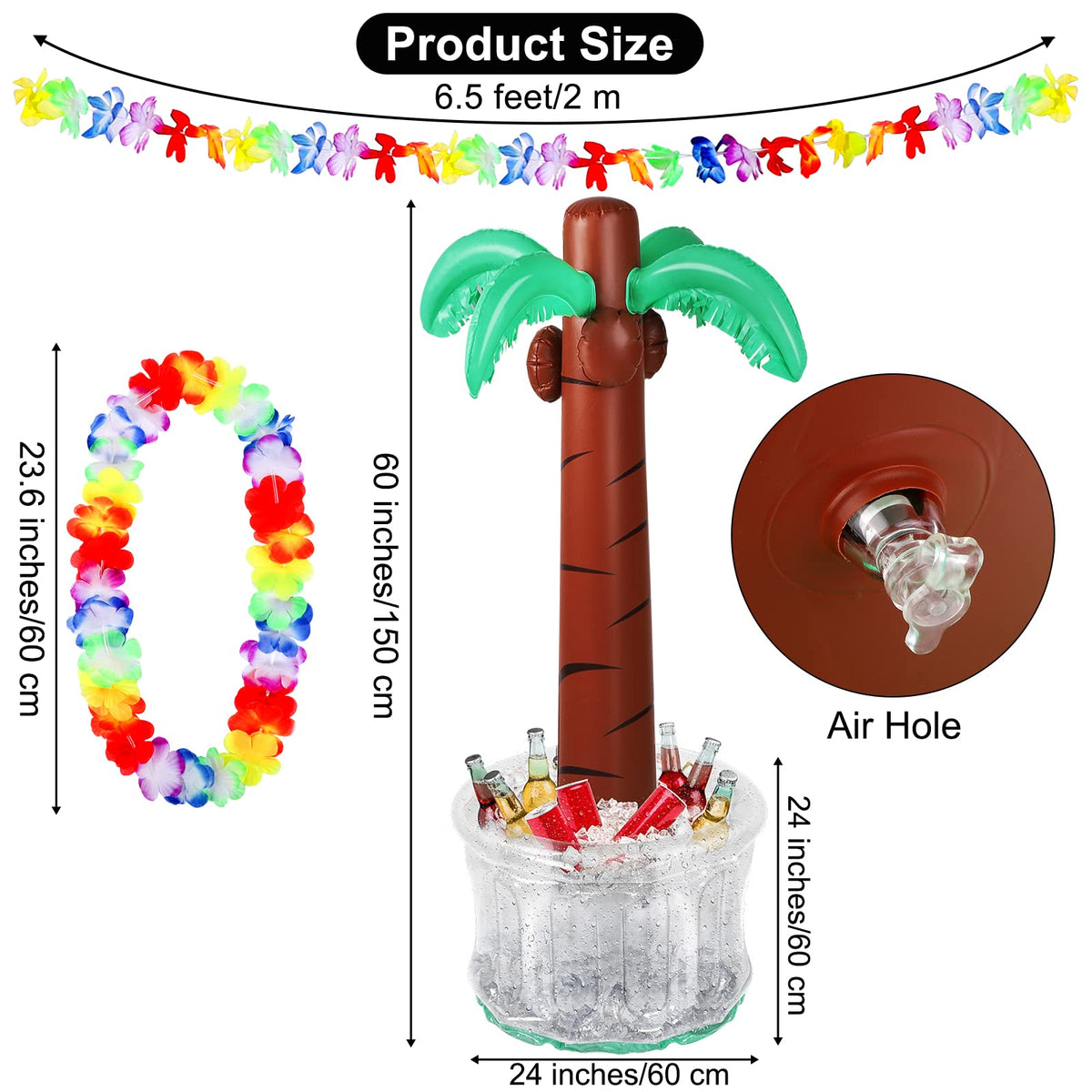 70 Pack Tropical Luau Party Decorations 60 Inches Inflatable - Fovths Official Imagery - 4