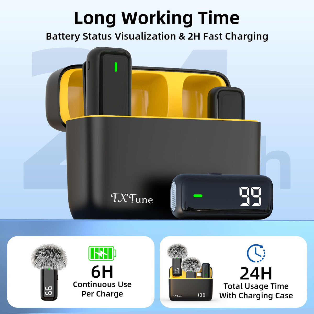 Wireless Microphone for iPhone Android Phone USB C Mini Clip - TXTUNE Official Imagery - 4