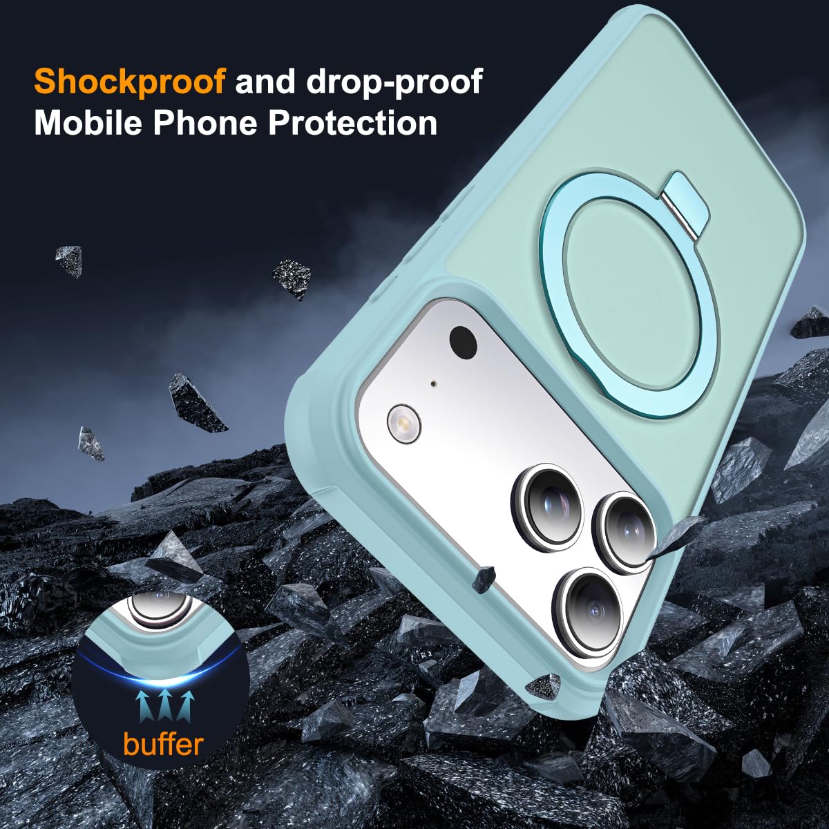 SKYLMW Compatible with iPhone 17 Pro Case with Stand Blue - SKYLMW Official Imagery - 8