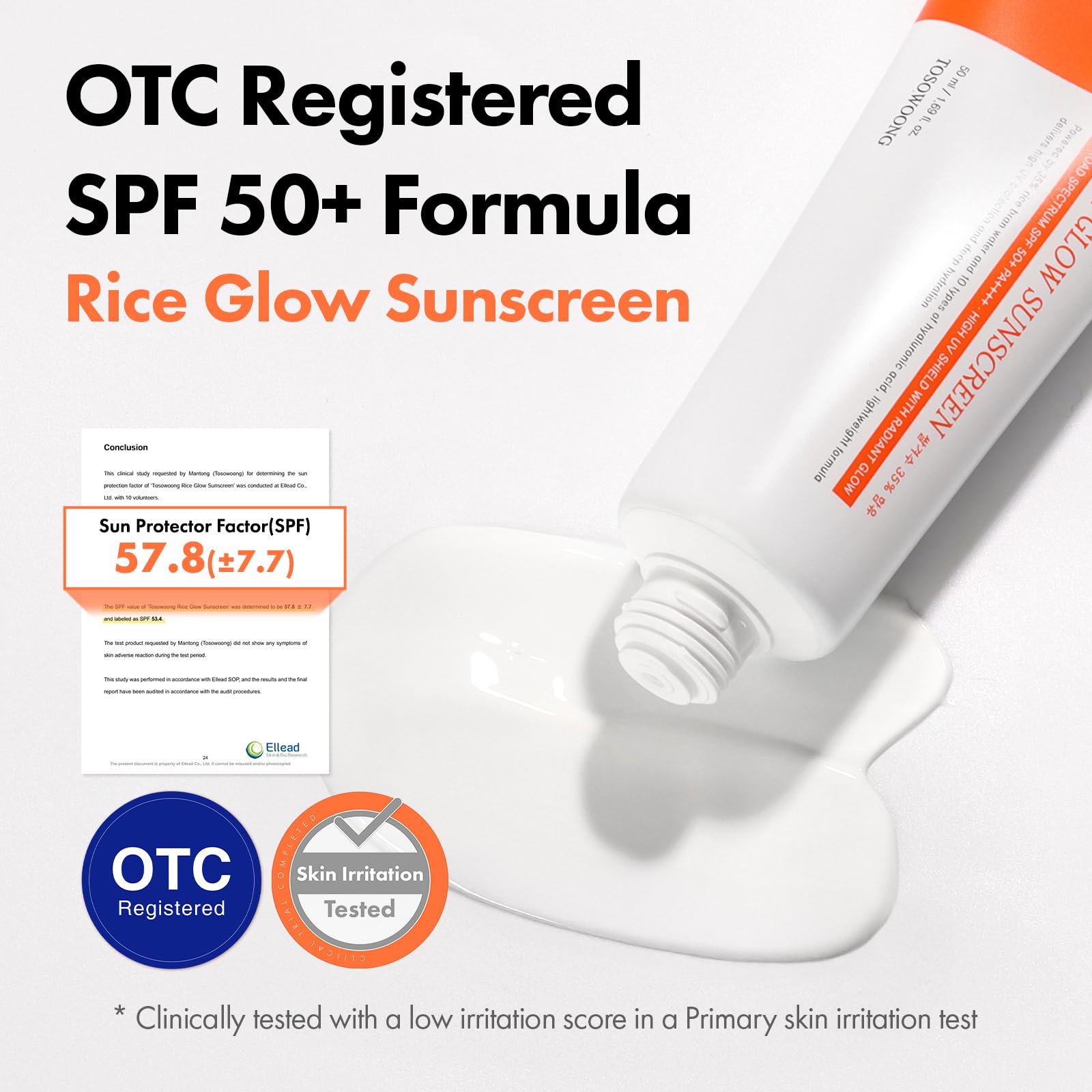 TOSOWOONG Rice Glow Sunscreen SPF50+ Broad Spectrum for Face, No White Cast - TOSOWOONG Official Product View 6