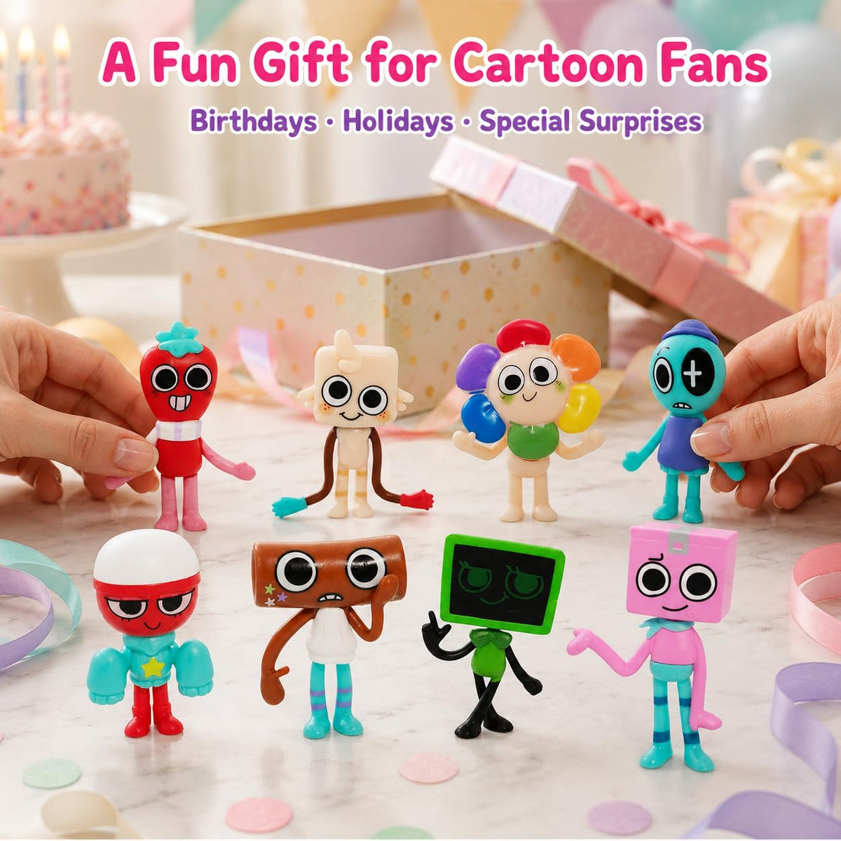 8PCS Mini Cartoon Figures Set Cute Colorful Character Toys - Deertaip Official Imagery - 8
